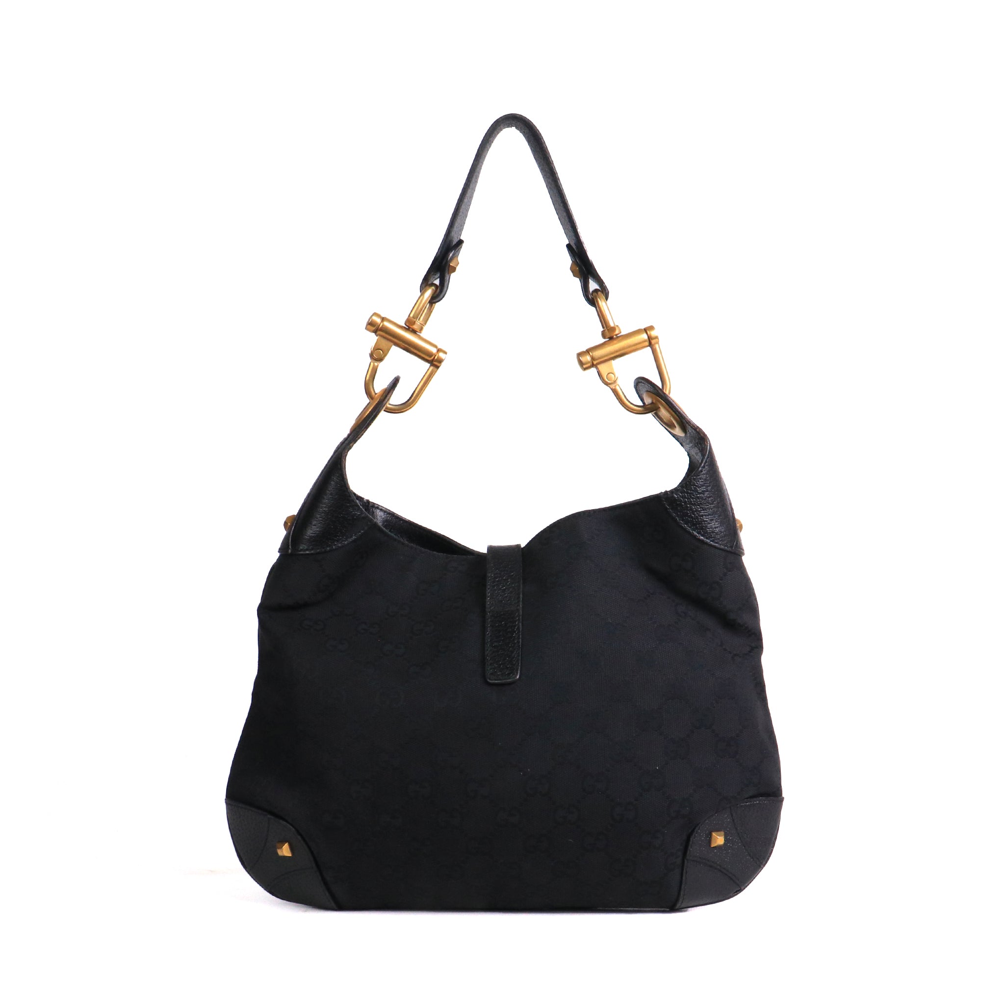 GUCCI - Small Gucci Jackie 1961 shoulder bag in denim and brown grained leather