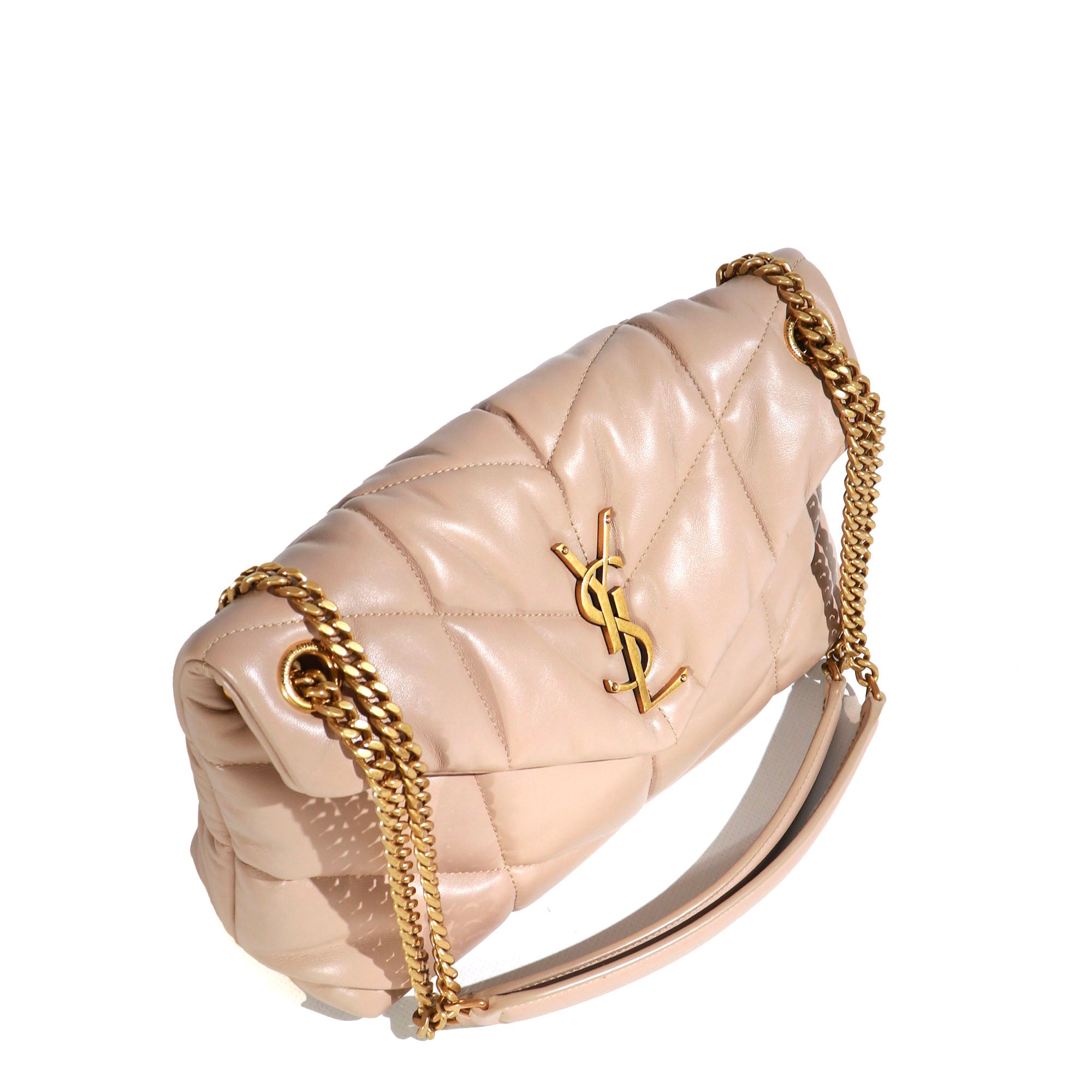 SAINT LAURENT - Sac à bandoulière Loulou Puffer small en cuir beige