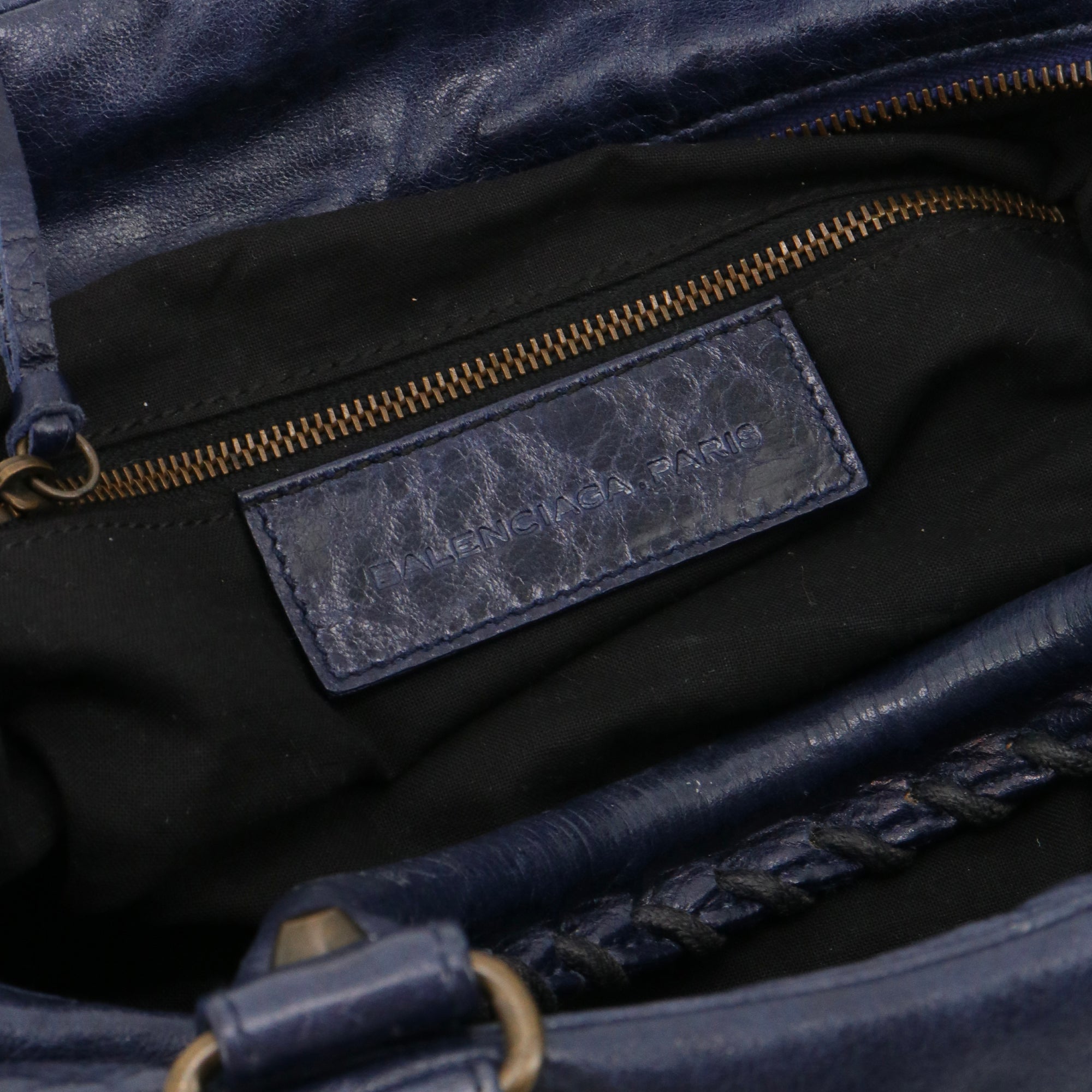 BALENCIAGA - Balenciaga City handbag in navy blue leather