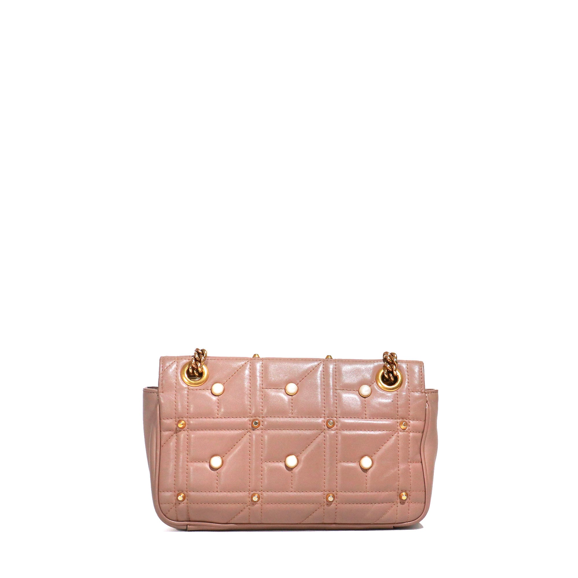 GUCCI - Gucci Small Size GG Marmont Pearly shoulder bag in powder pink leather