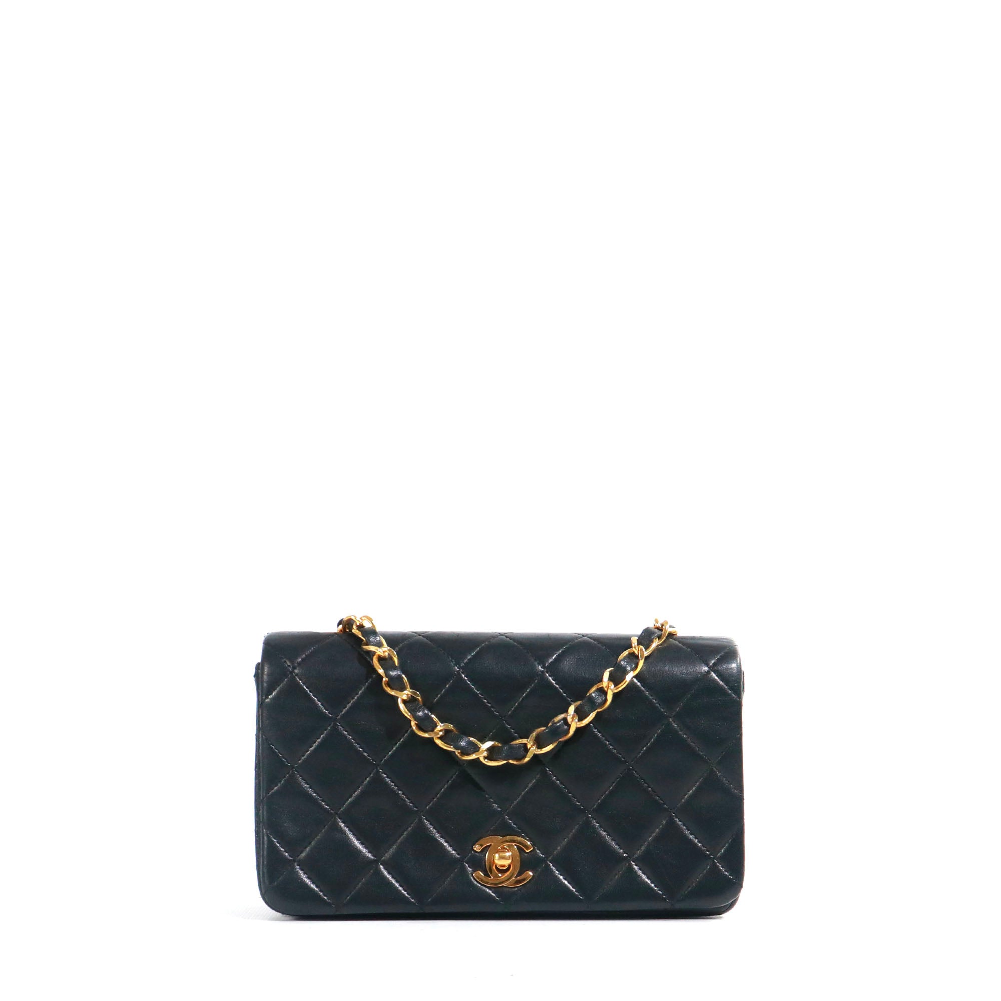 CHANEL - Sac à bandoulière Mademoiselle vintage Chanel en cuir matelassé noir