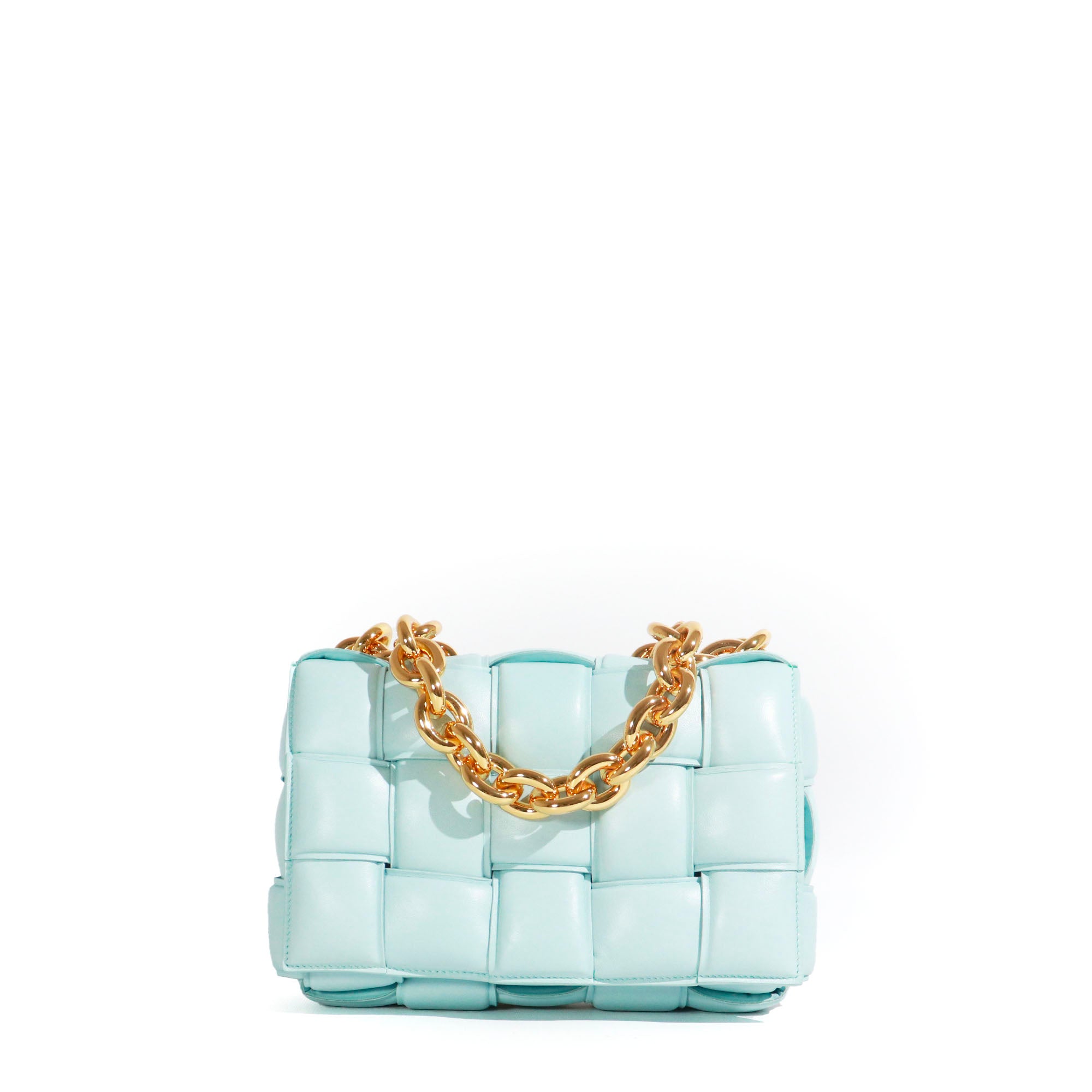 BOTTEGA VENETA - Chain Cassette shoulder bag in pastel blue leather