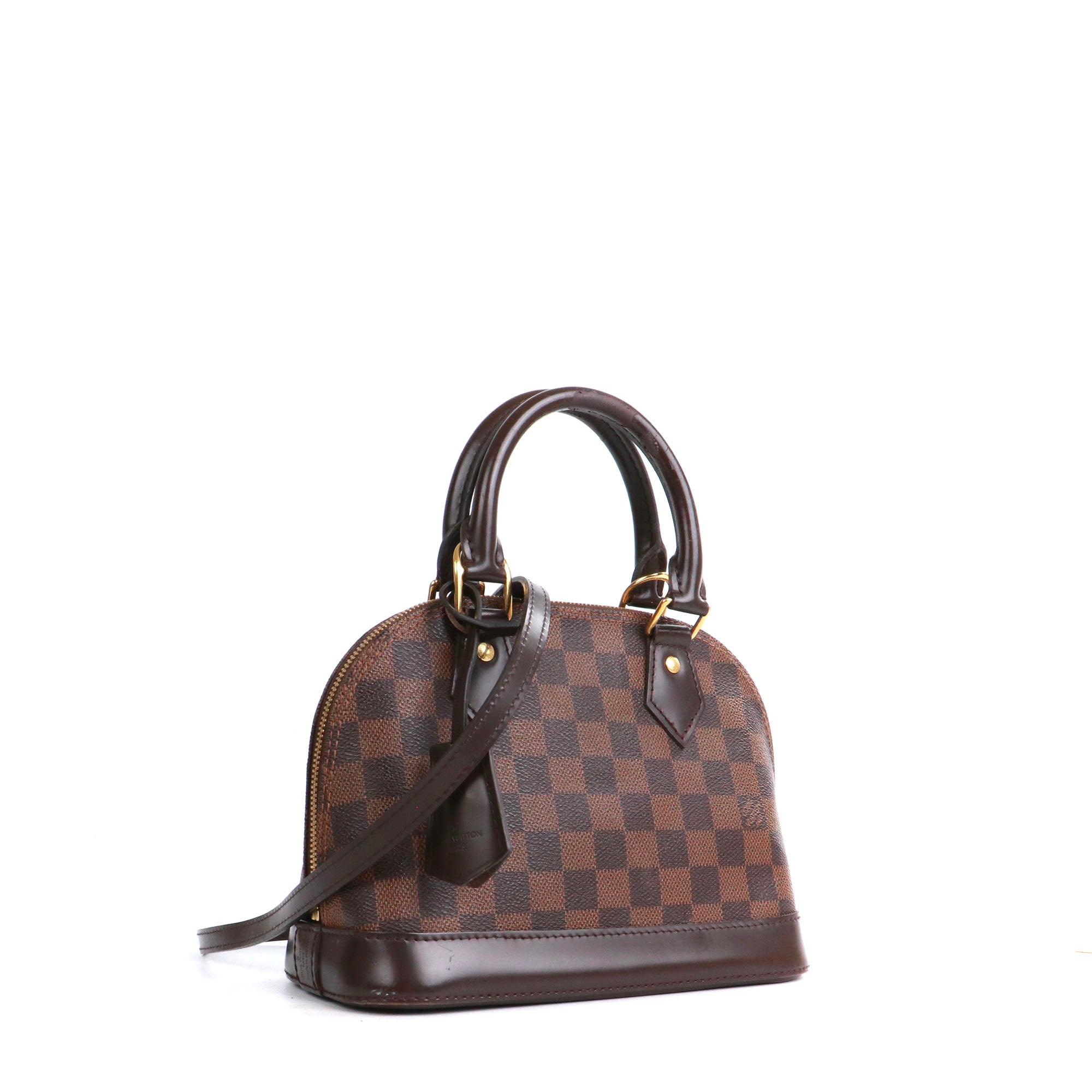 LOUIS VUITTON - Sac à bandoulière Alma BB Louis Vuitton en toile damier ébène