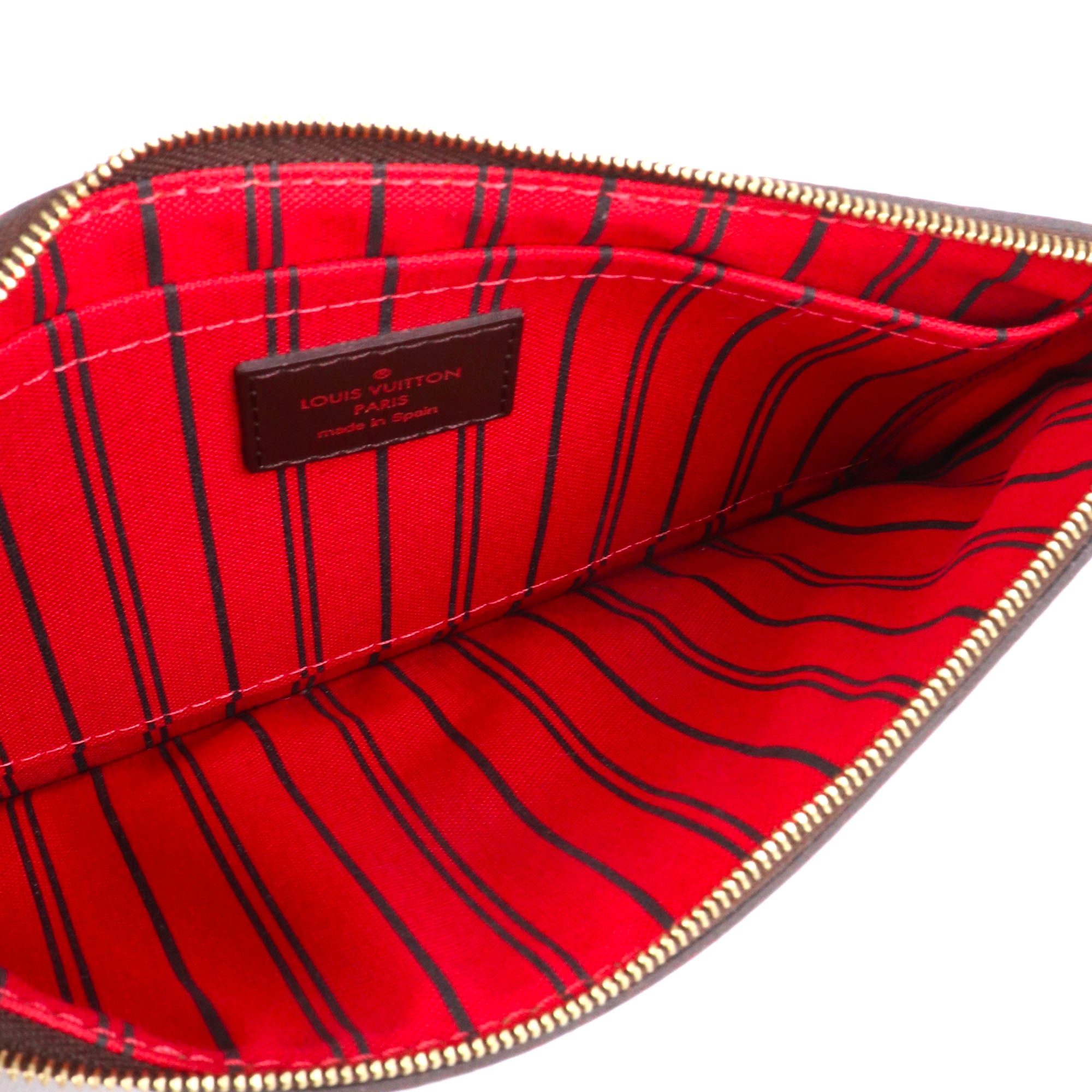 LOUIS VUITTON - Pochette Neverfull Louis Vuitton en toile damier ébène
