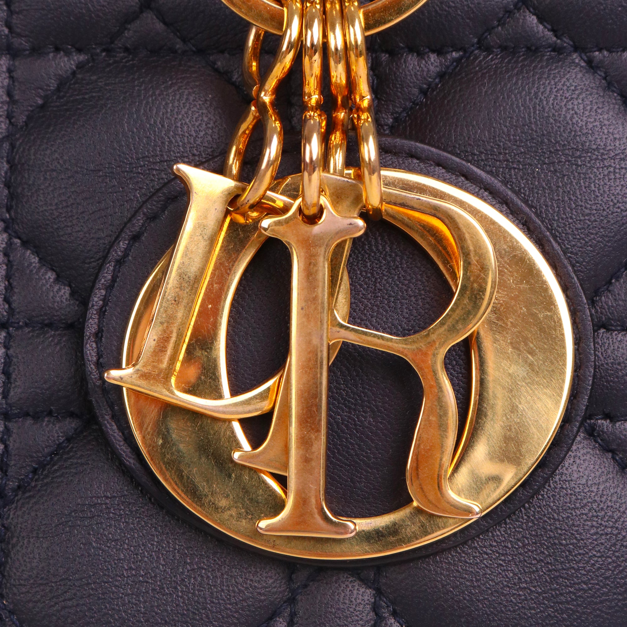 DIOR - Lady Dior medium handbag in vintage black leather