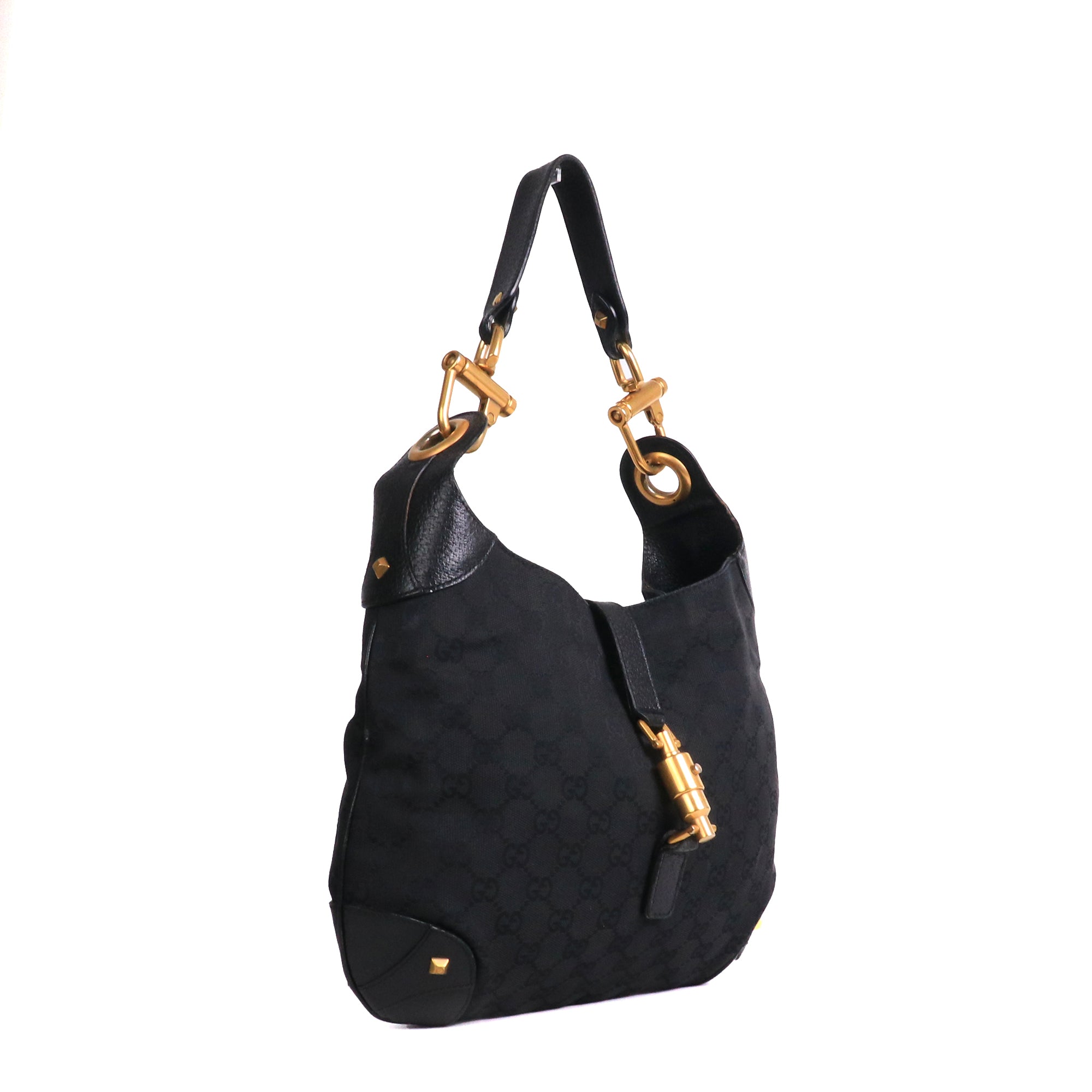 GUCCI - Small Gucci Jackie 1961 shoulder bag in denim and brown grained leather
