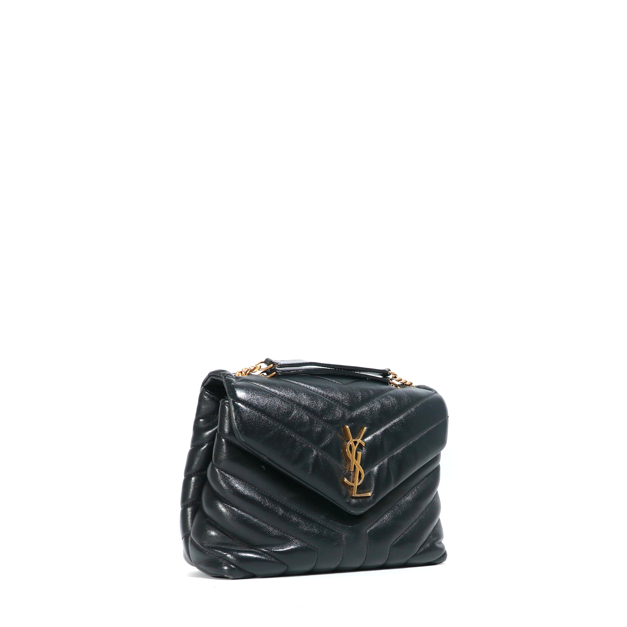 SAINT LAURENT - Sac à bandoulière Loulou small en cuir matelassé noir