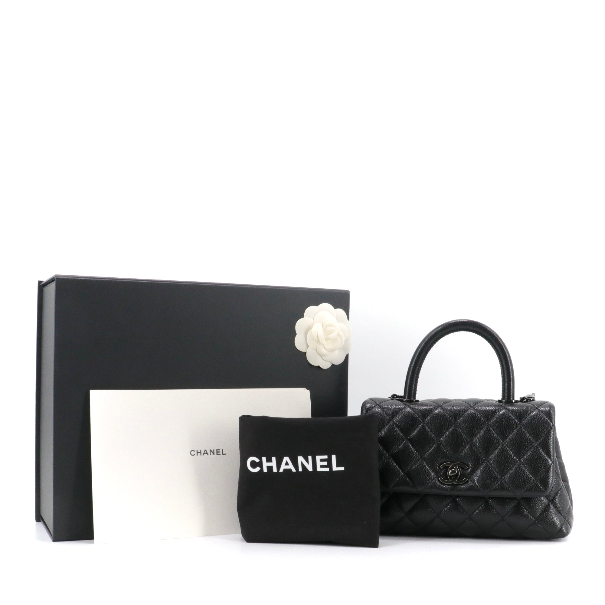 CHANEL - Chanel Coco Handle shoulder bag in full black caviar leather
