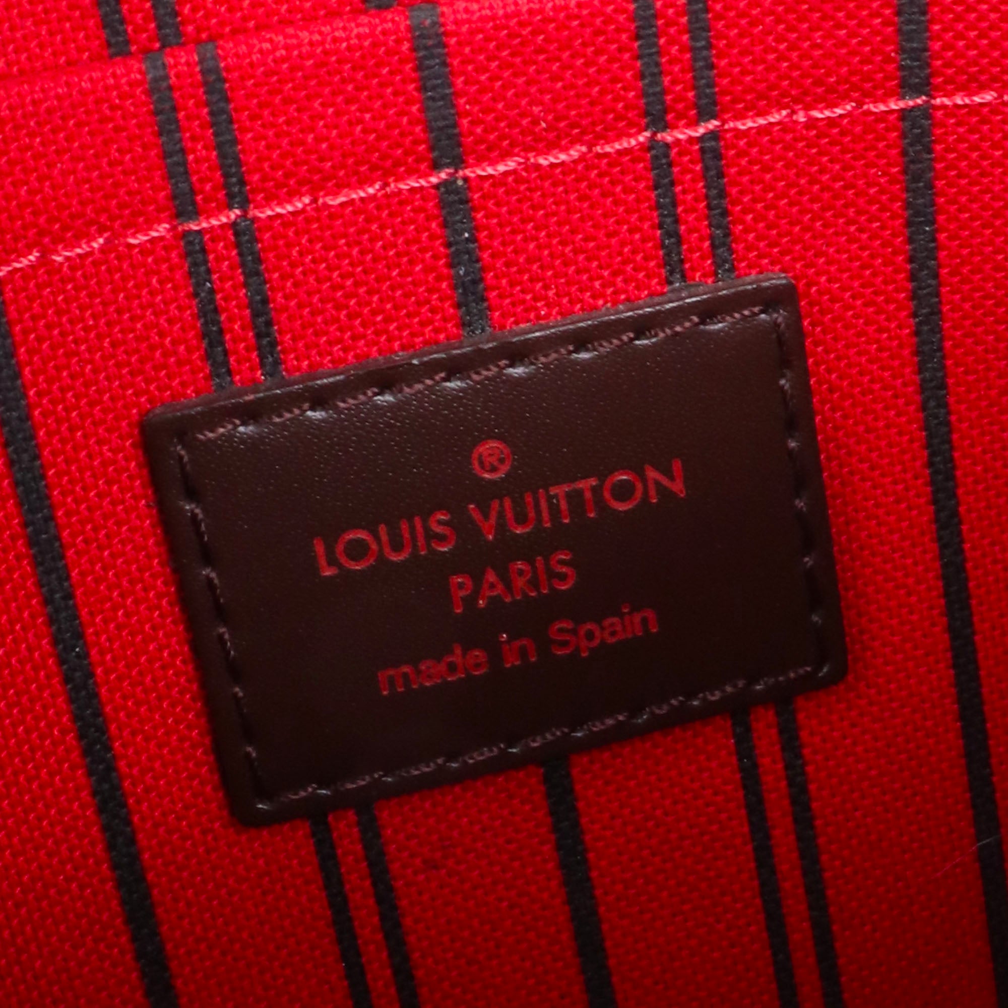 LOUIS VUITTON - Pochette Neverfull Louis Vuitton en toile damier ébène
