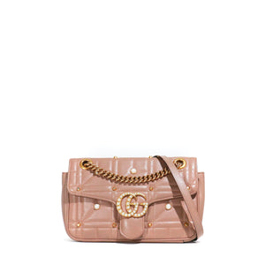 GUCCI - Gucci Small Size GG Marmont Pearly shoulder bag in powder pink leather