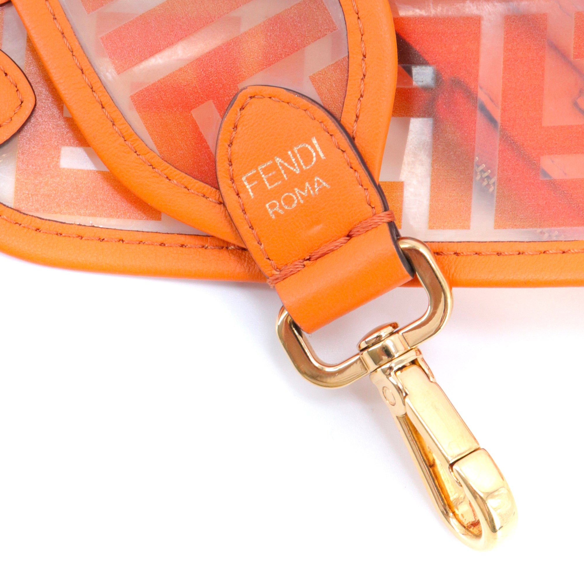 FENDI - Pochette de téléphone à bandoulière FF Fendi en cuir orange et PVC