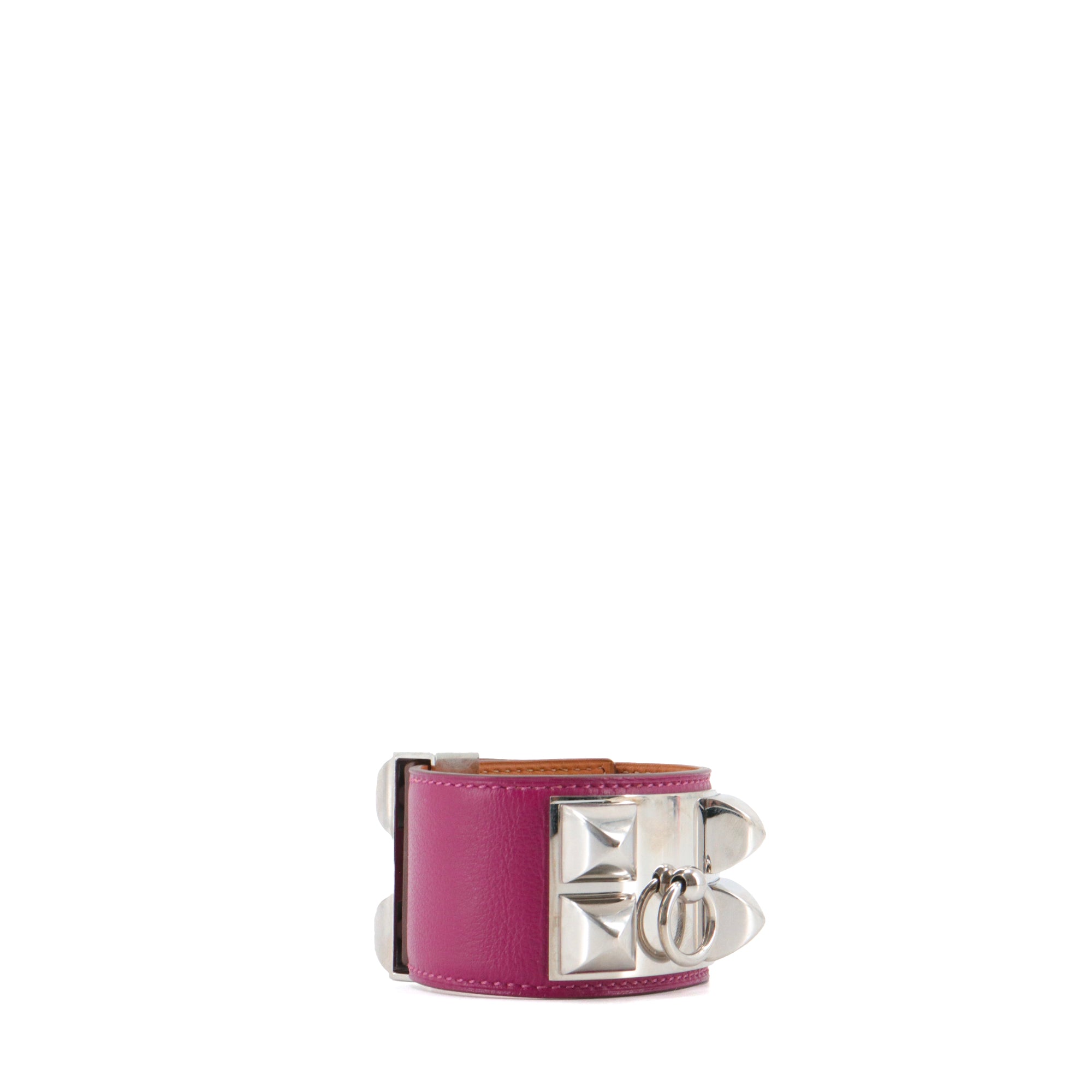 HERMÈS - Bracelet Collier de Chien Hermès en cuir violet (T4)