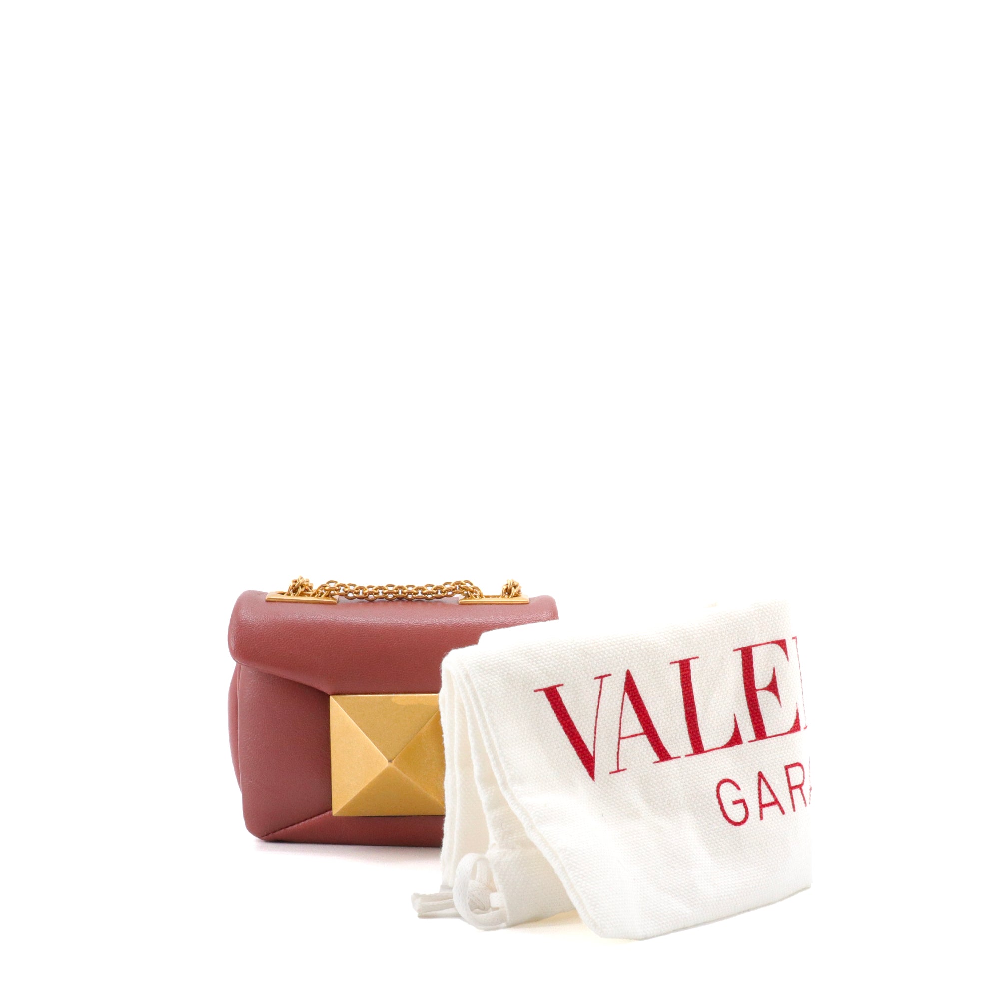 VALENTINO - Sac à bandoulière One Stud Micro Valentino en cuir brun rosé
