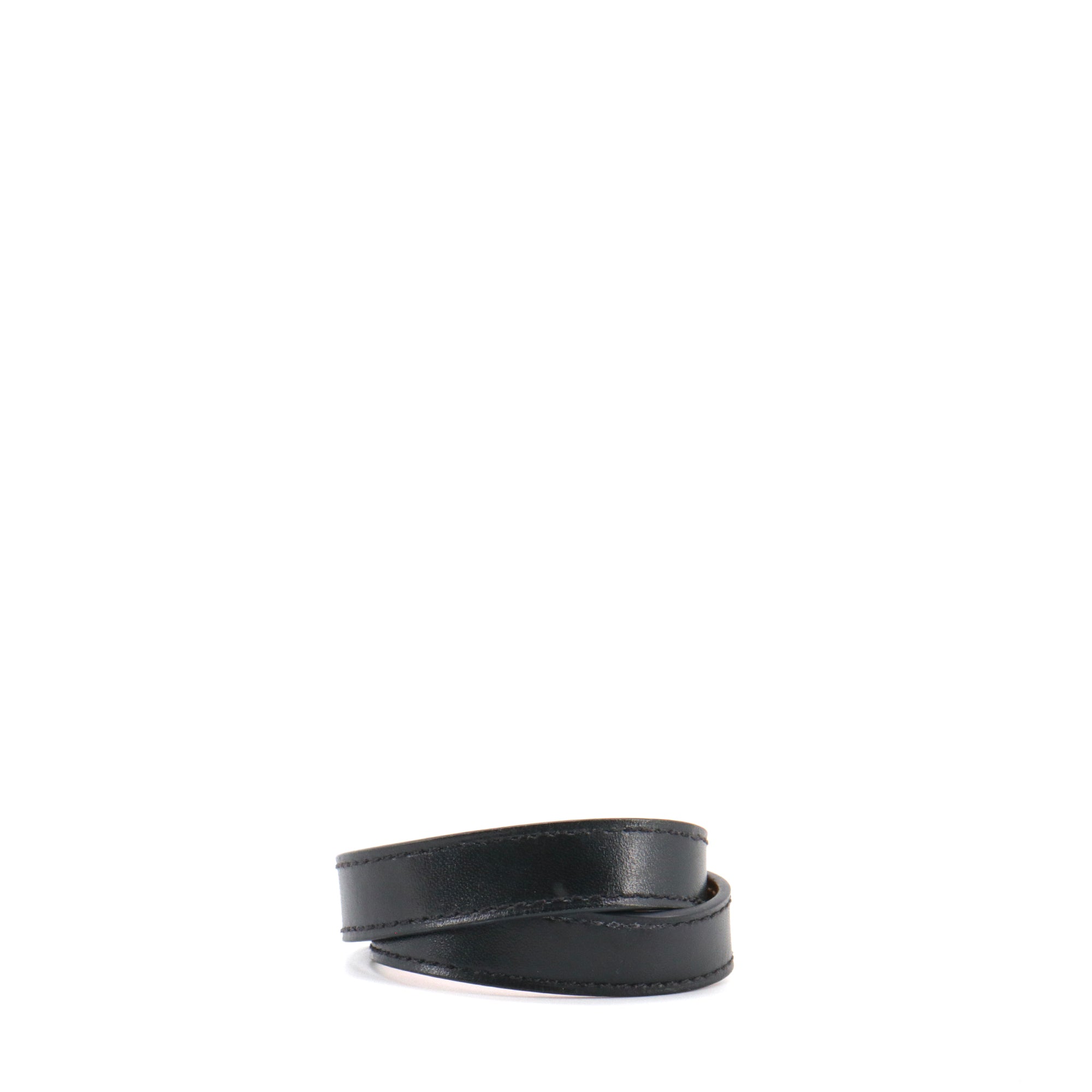 HERMÈS - Hermès Kelly double wrap bracelet in black leather (T1)