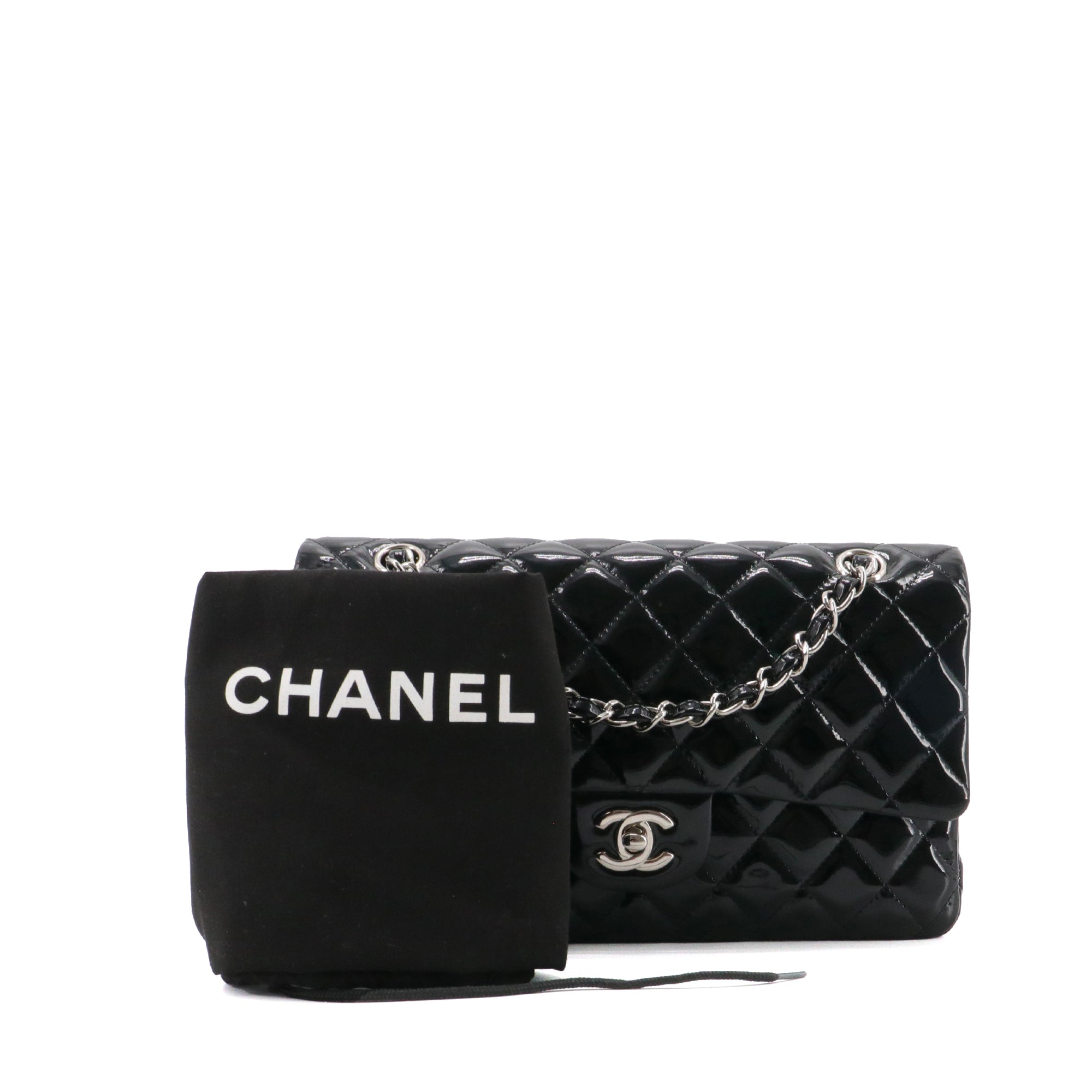 CHANEL - Sac à main Classique/Timeless 11.12 Chanel en cuir verni noir