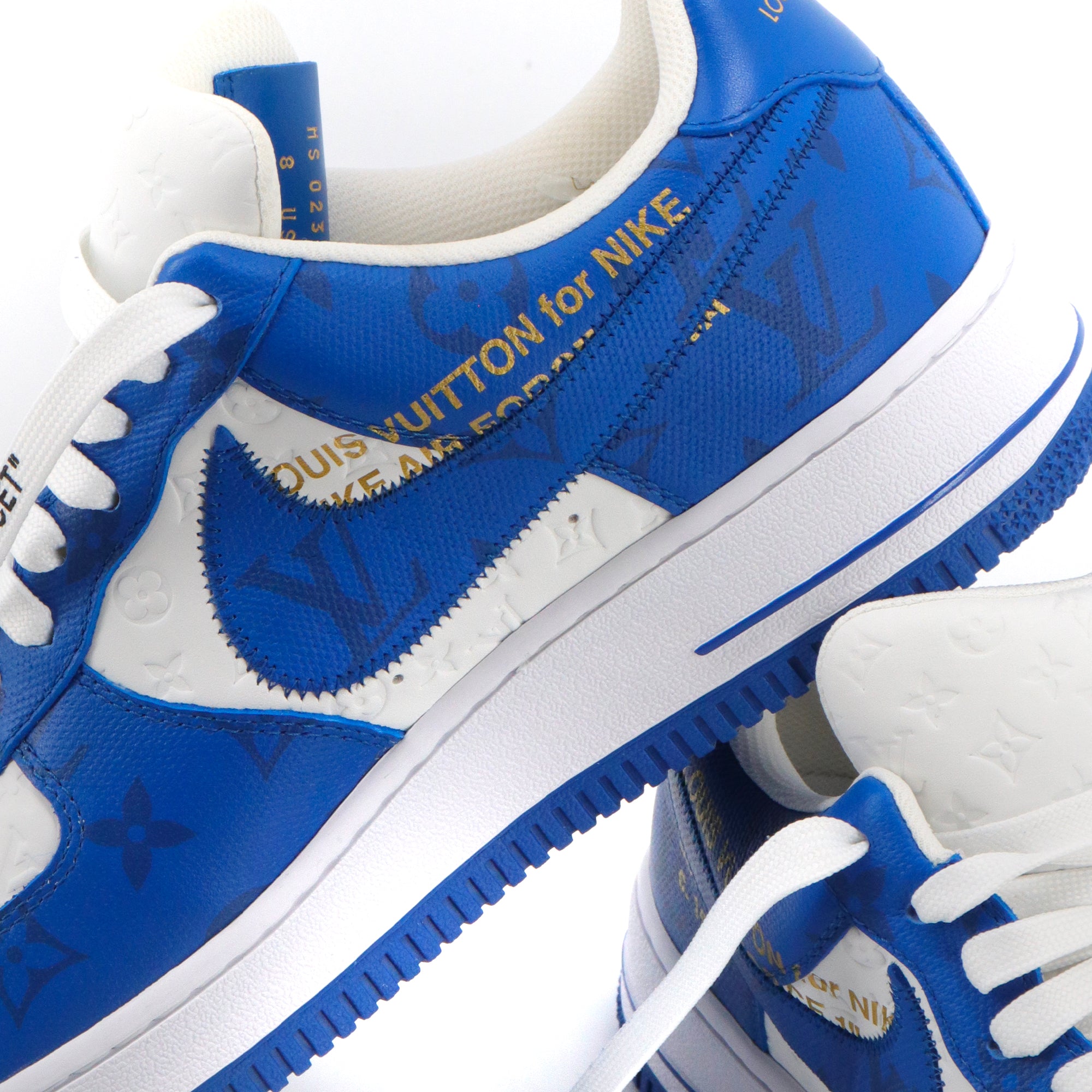 LOUIS VUITTON - Sneakers Air Force One Louis Vuitton x Nike en cuir blanc et bleu (T41)