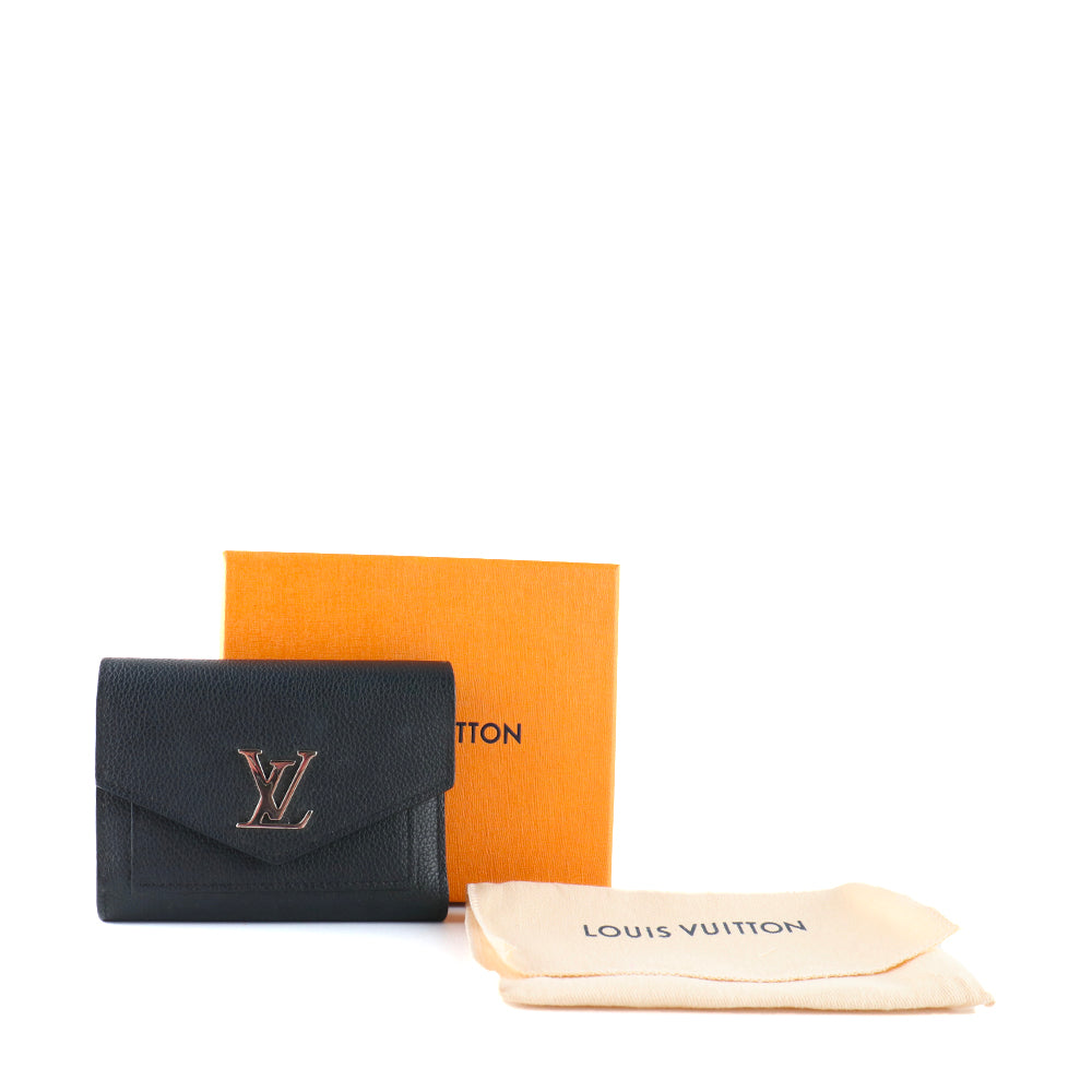 LOUIS VUITTON - Portefeuille Lockmini en cuir grainé noir