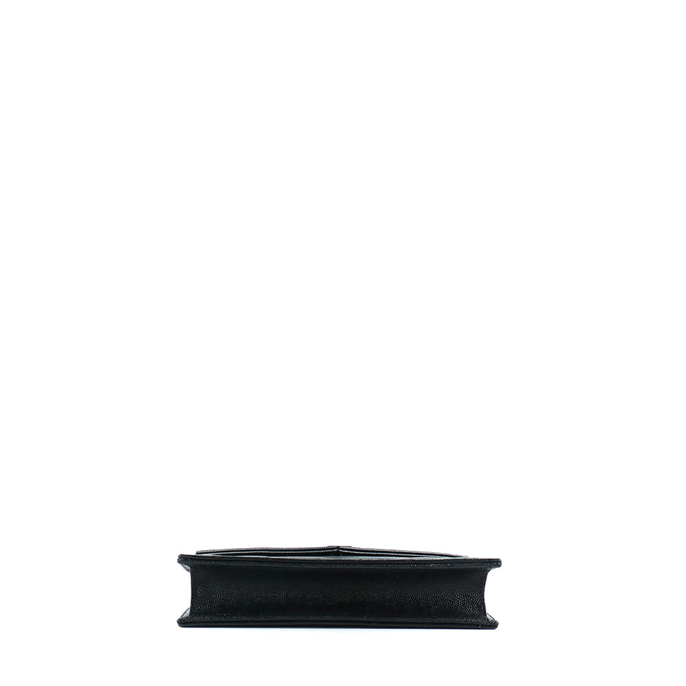 SAINT LAURENT - Sac à bandoulière Cassandre Envelope Chain Wallet en cuir grainé noir