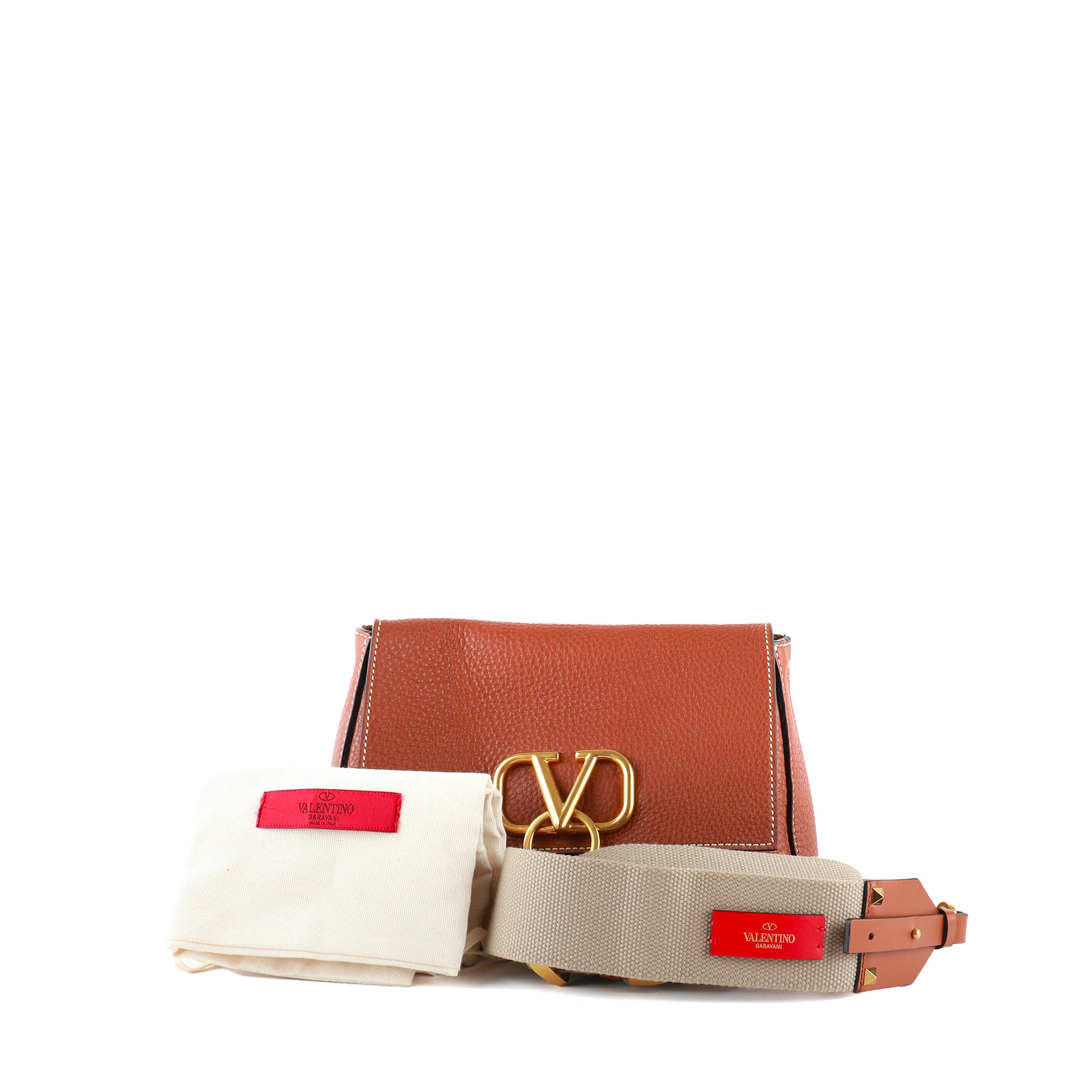 VALENTINO - VSling shoulder bag in brown grained leather