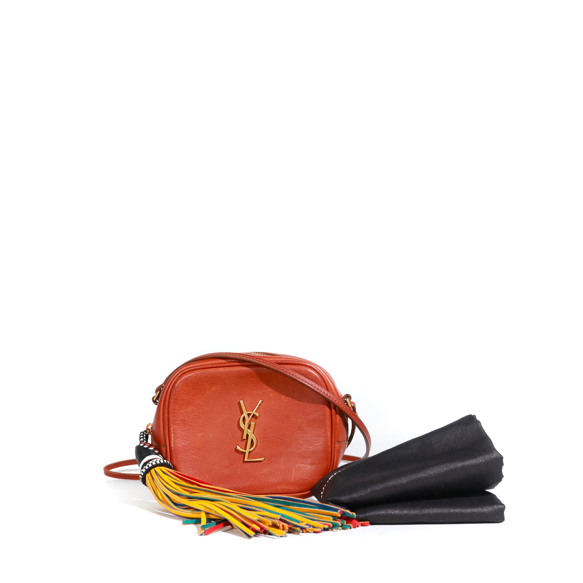 SAINT LAURENT - Tassel mini shoulder bag in brown natural leather