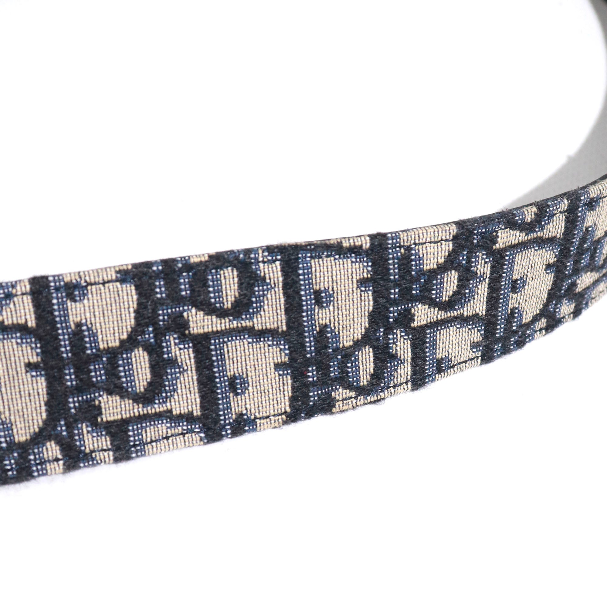 DIOR - Ceinture réversible CD en toile Dior oblique et cuir bleu marine (T85)