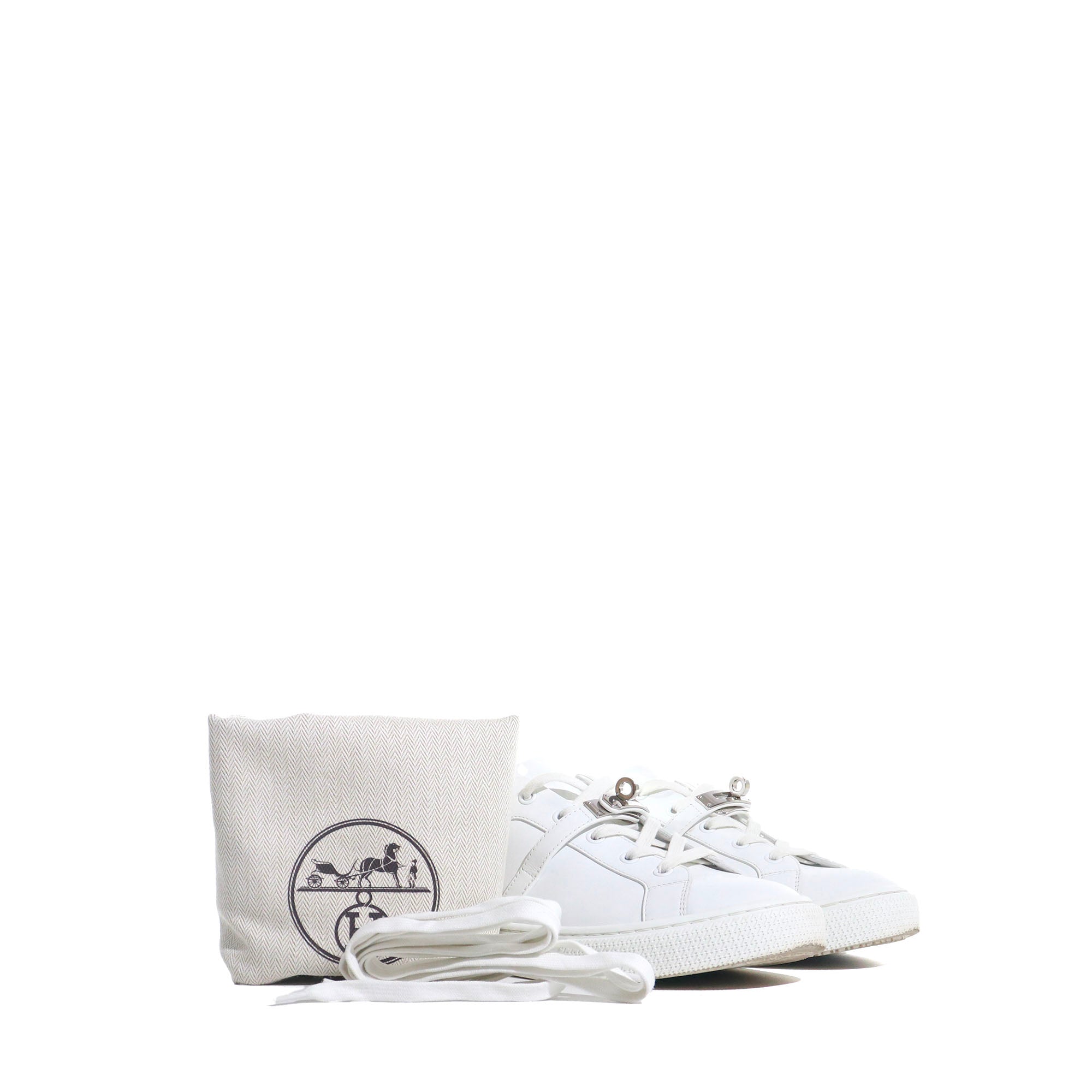 HERMÈS - Day sneakers in white leather (T39)