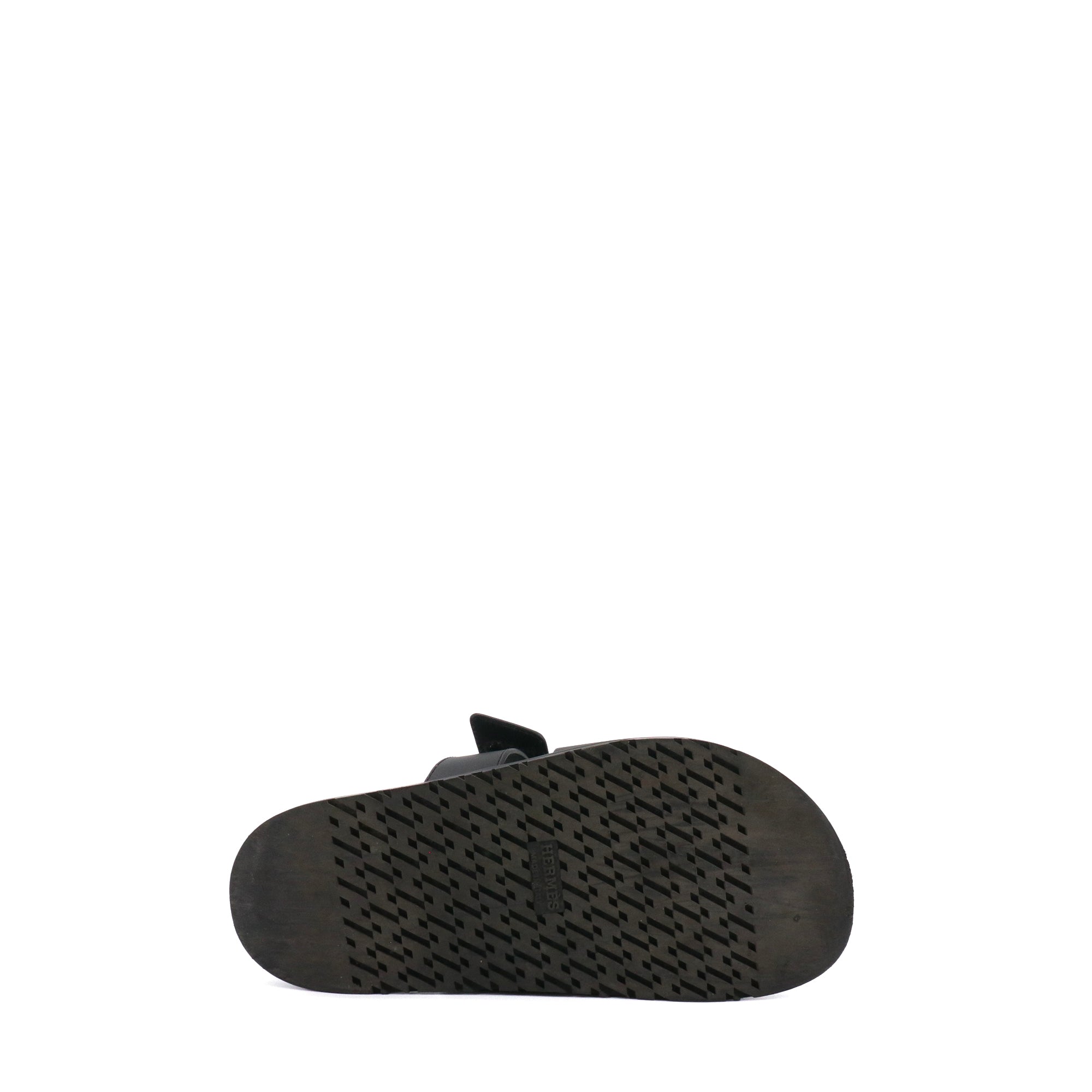 HERMÈS - Sandales Chypre Hermès en cuir noir (T35)