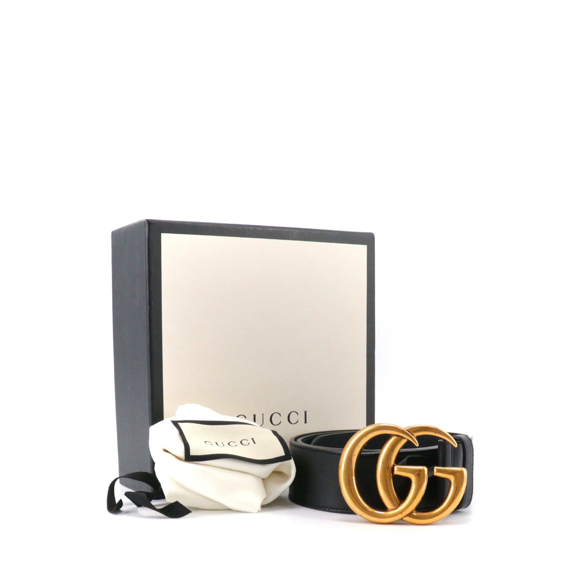 GUCCI - Gucci GG Buckle belt in black leather (T75)