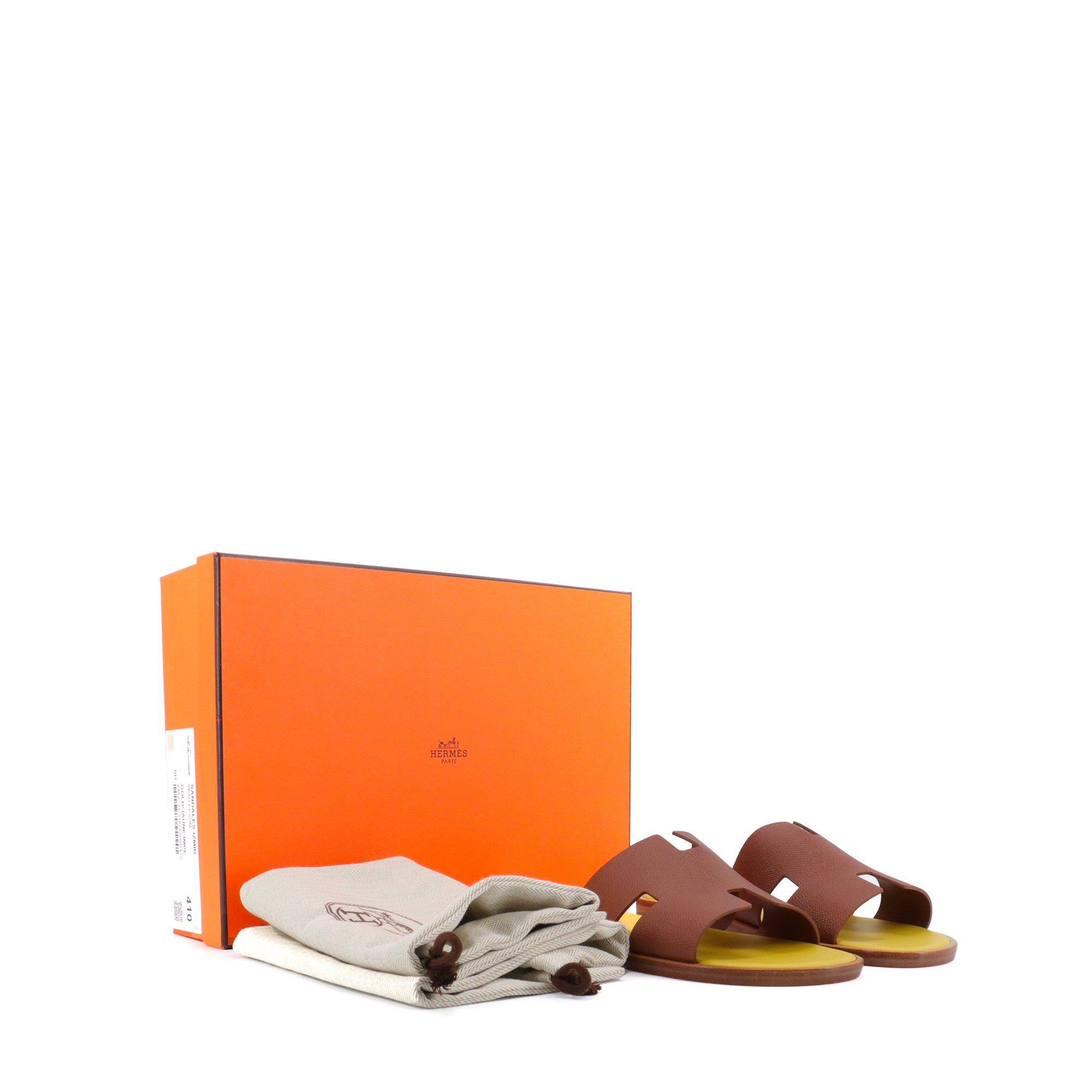 HERMÈS - Izmir Hermès sandals in gold and yellow epsom leather (T41)