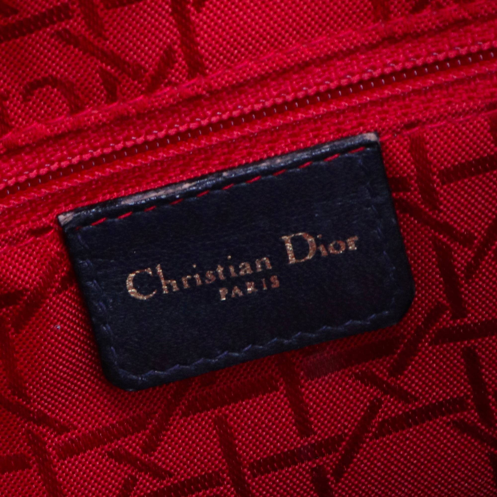 DIOR - Sac à main Lady Dior en cuir bleu marine vintage