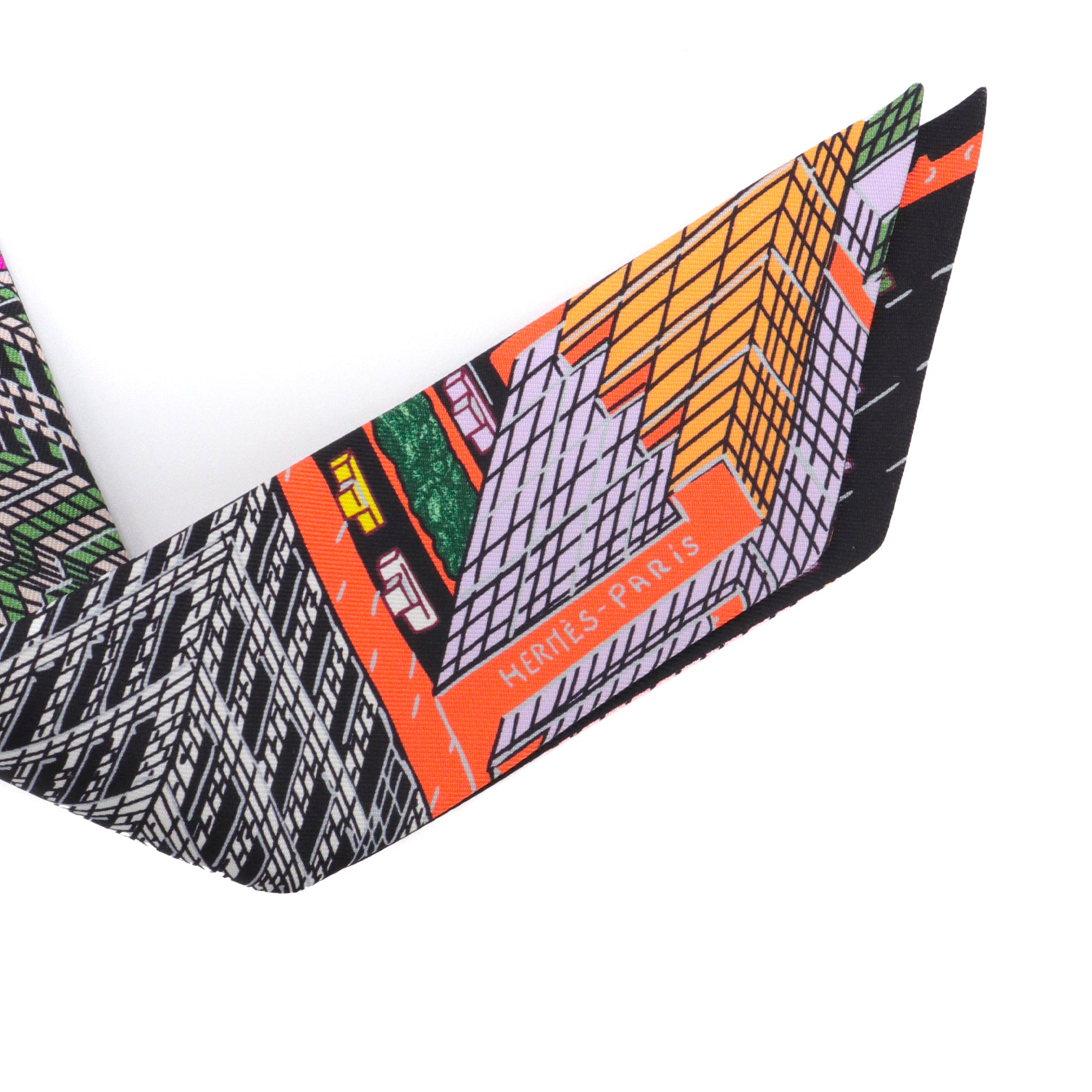 HERMÈS - Twilly Pantin City Hermès en soie multicolore
