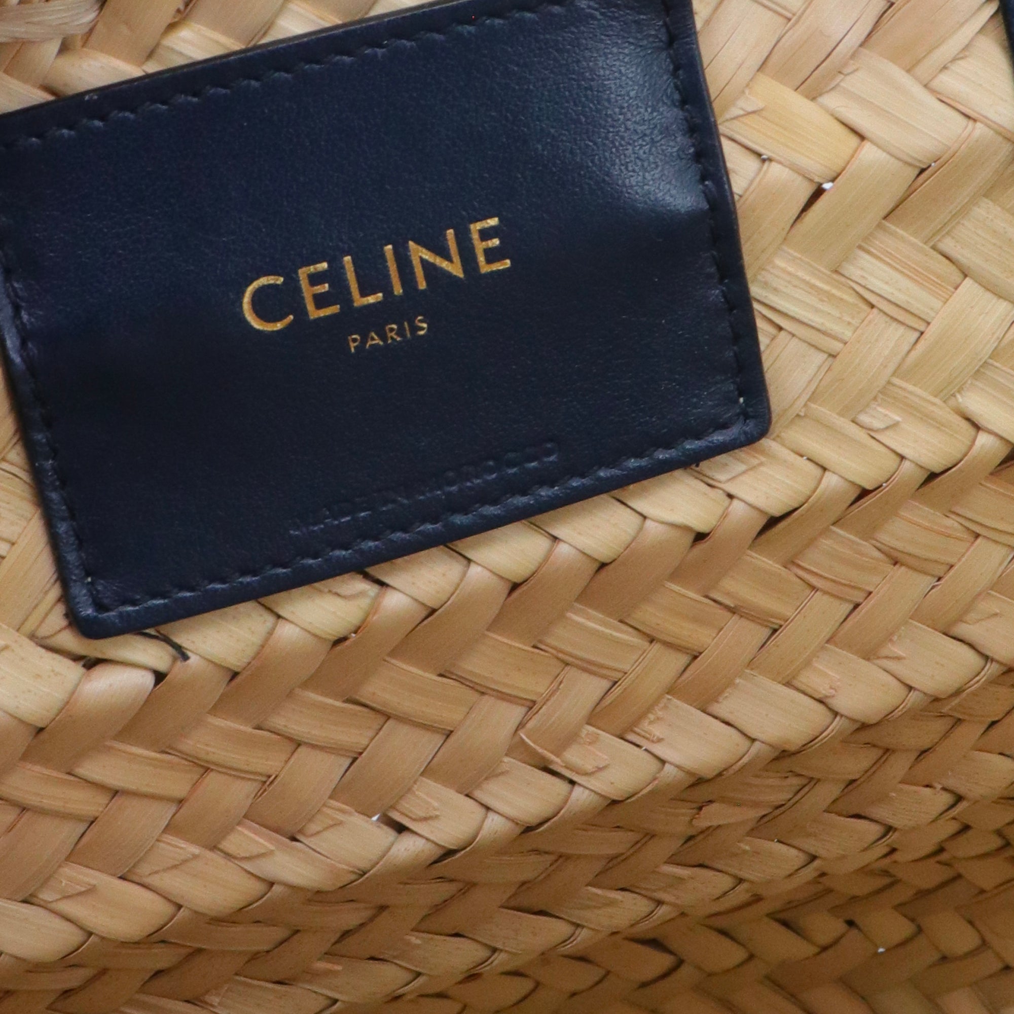 CELINE - Panier Triomphe Celine en osier et cuir bleu marine