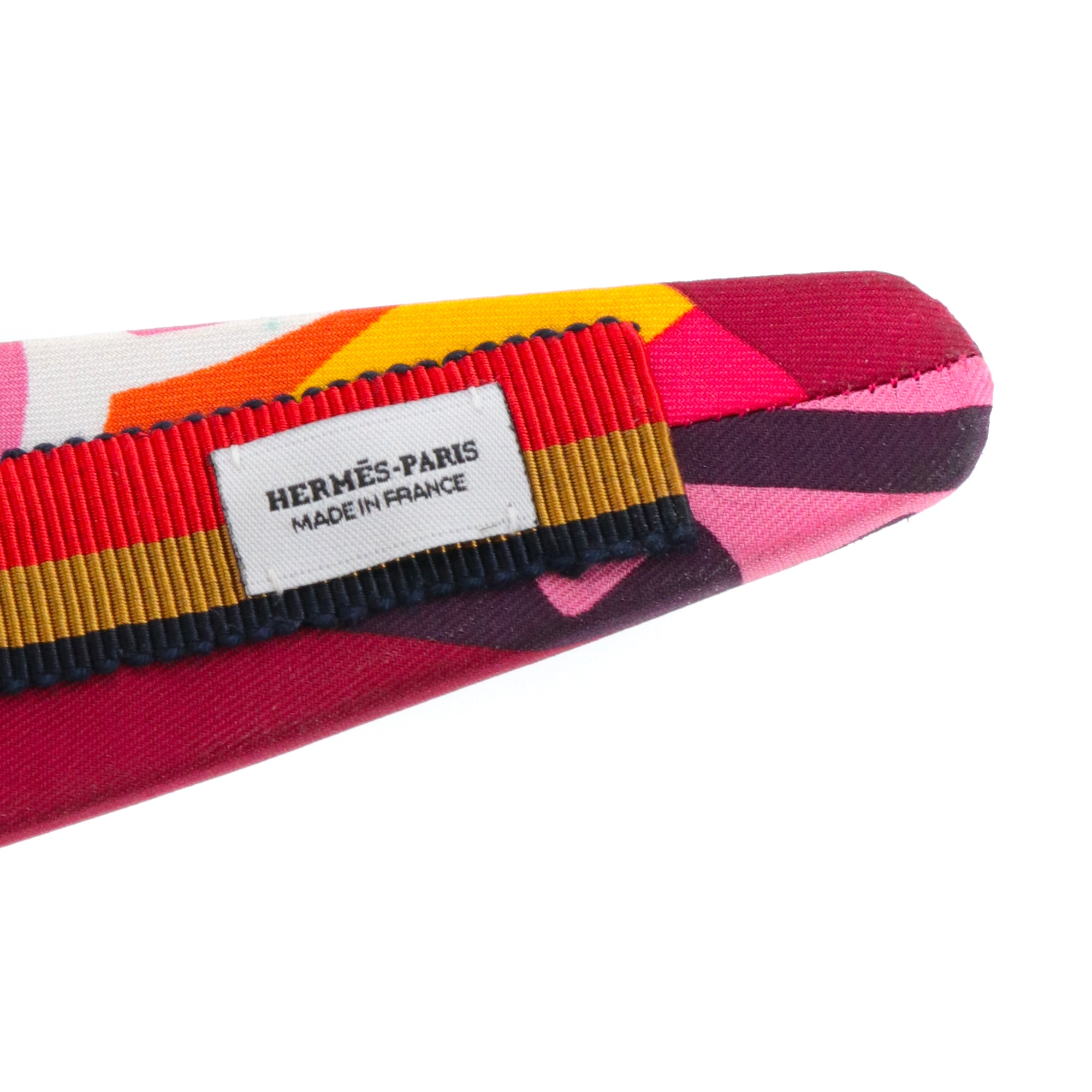 HERMÈS - Serre-tête Gina "Fantaisie d'Étriers" Hermès en soie multicolore