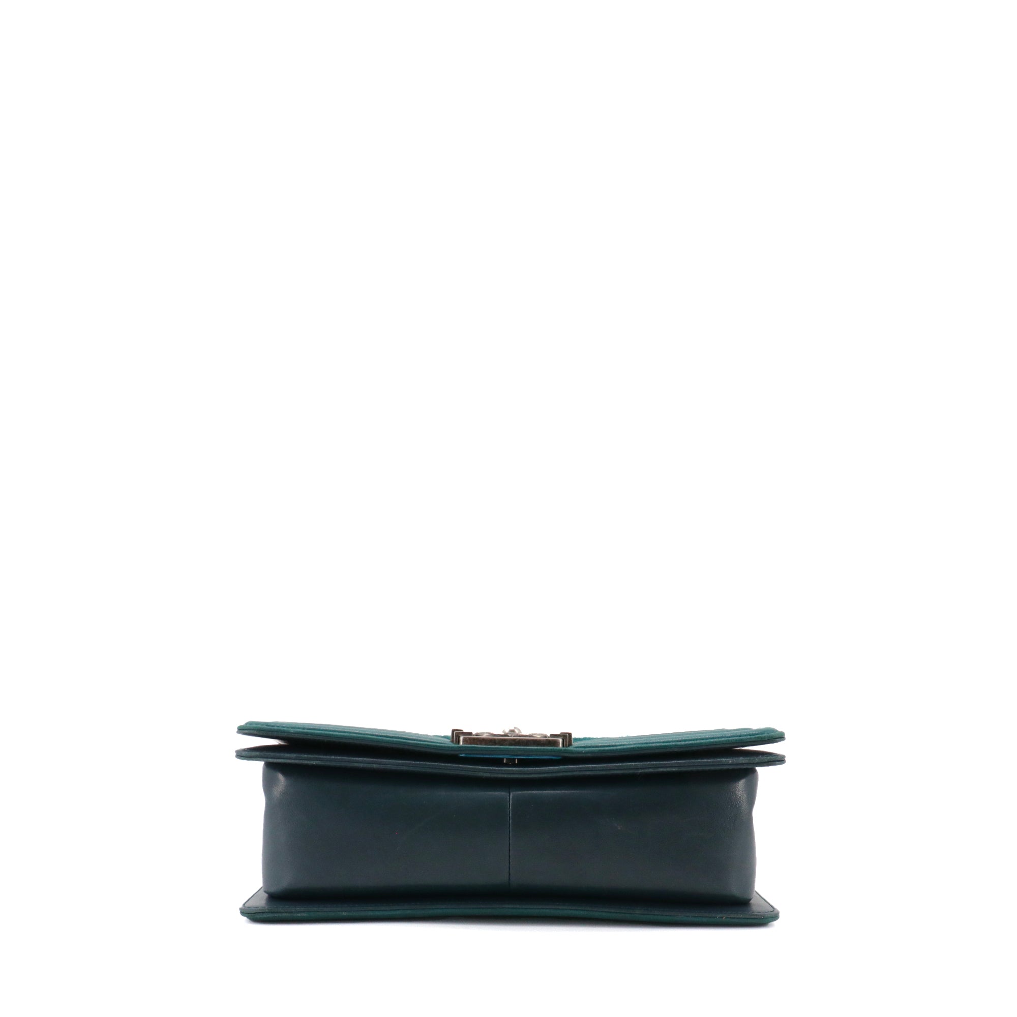 CHANEL - Sac à bandoulière Boy Chanel en tweed et cuir bleu canard