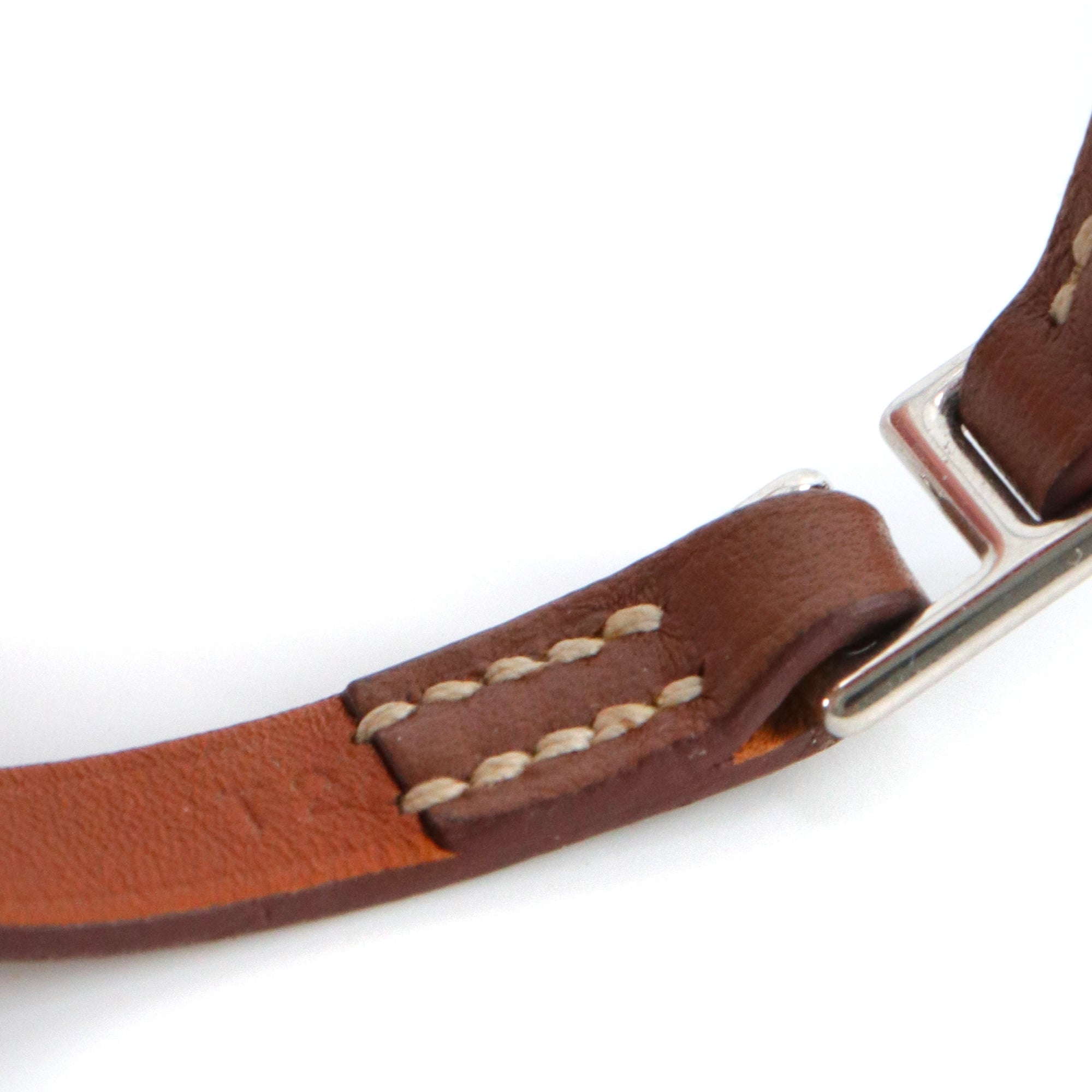 HERMÈS - Bracelet Rivale Mini Hermès en cuir gold (T2)