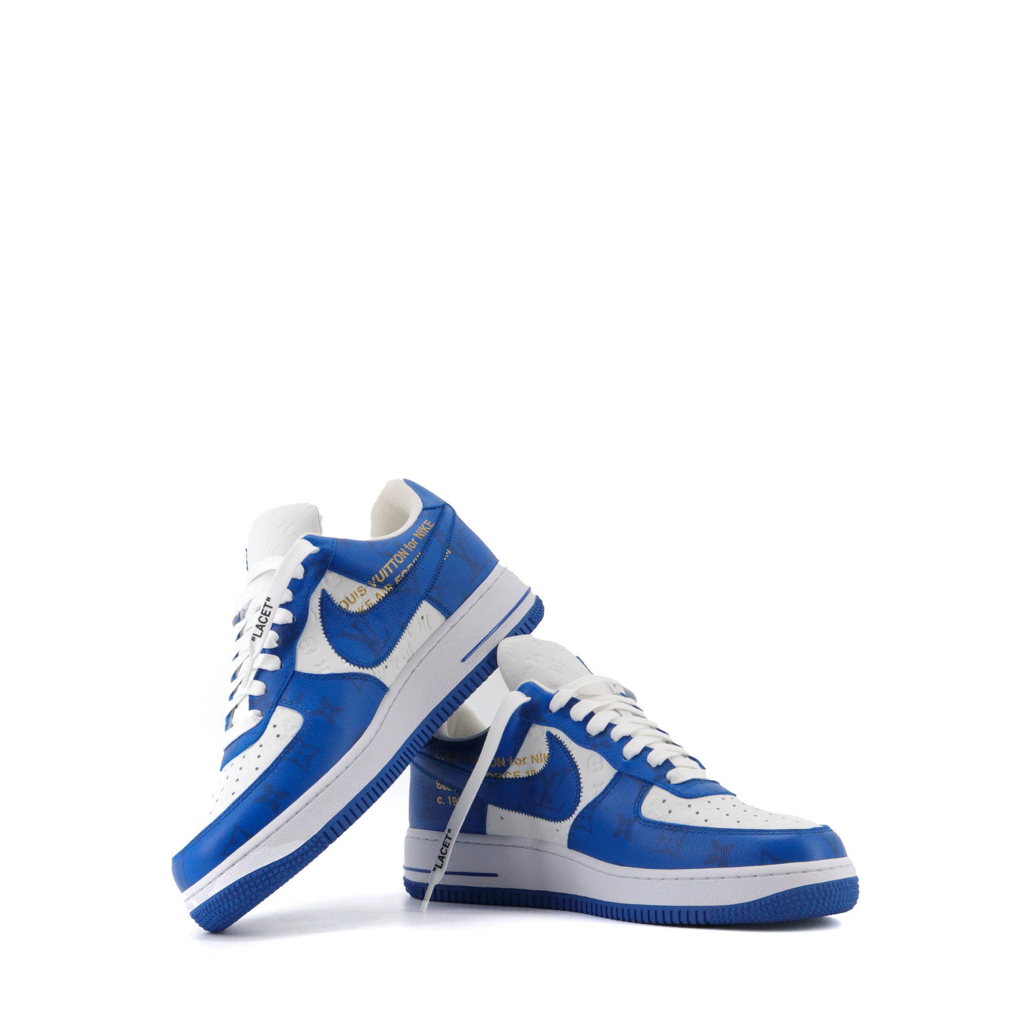 LOUIS VUITTON - Sneakers Air Force One Louis Vuitton x Nike en cuir blanc et bleu (T41)