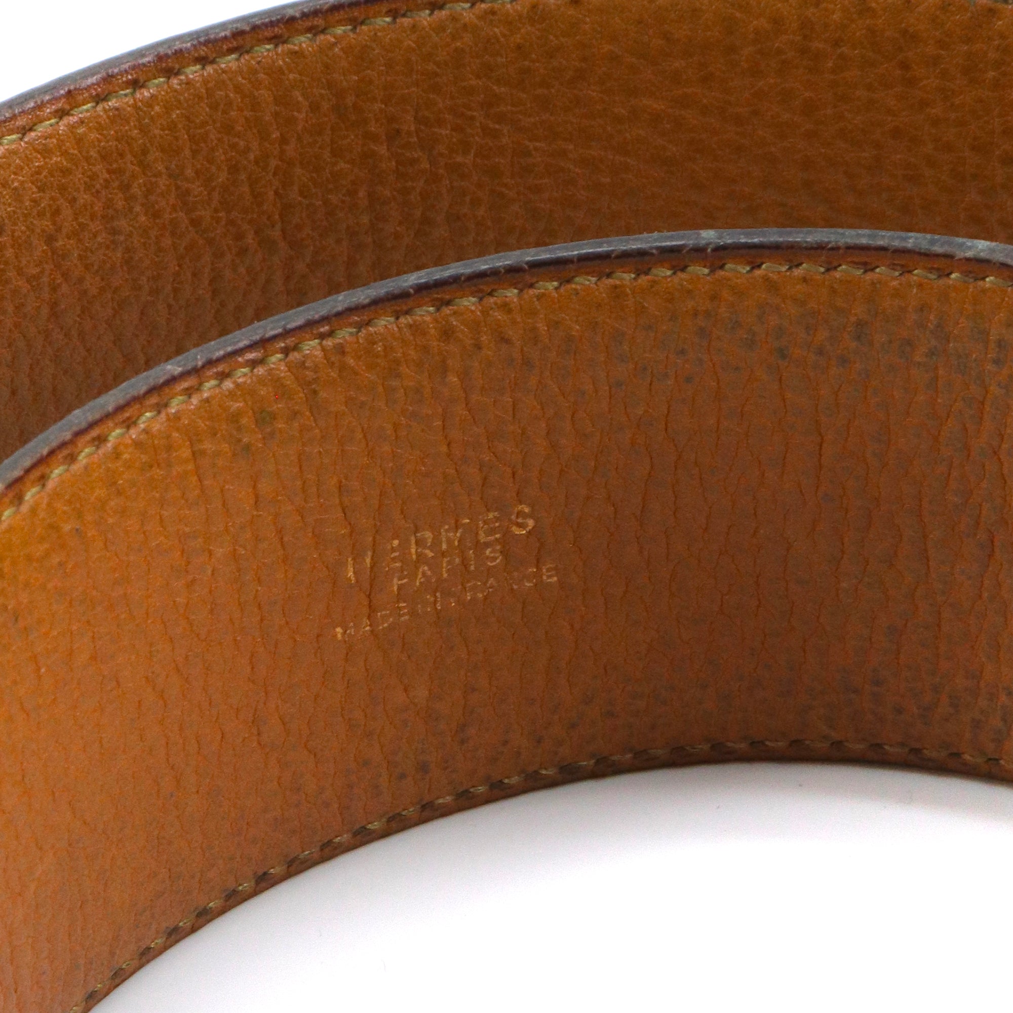 HERMÈS - Collier de Chien belt in gold leather (T70)