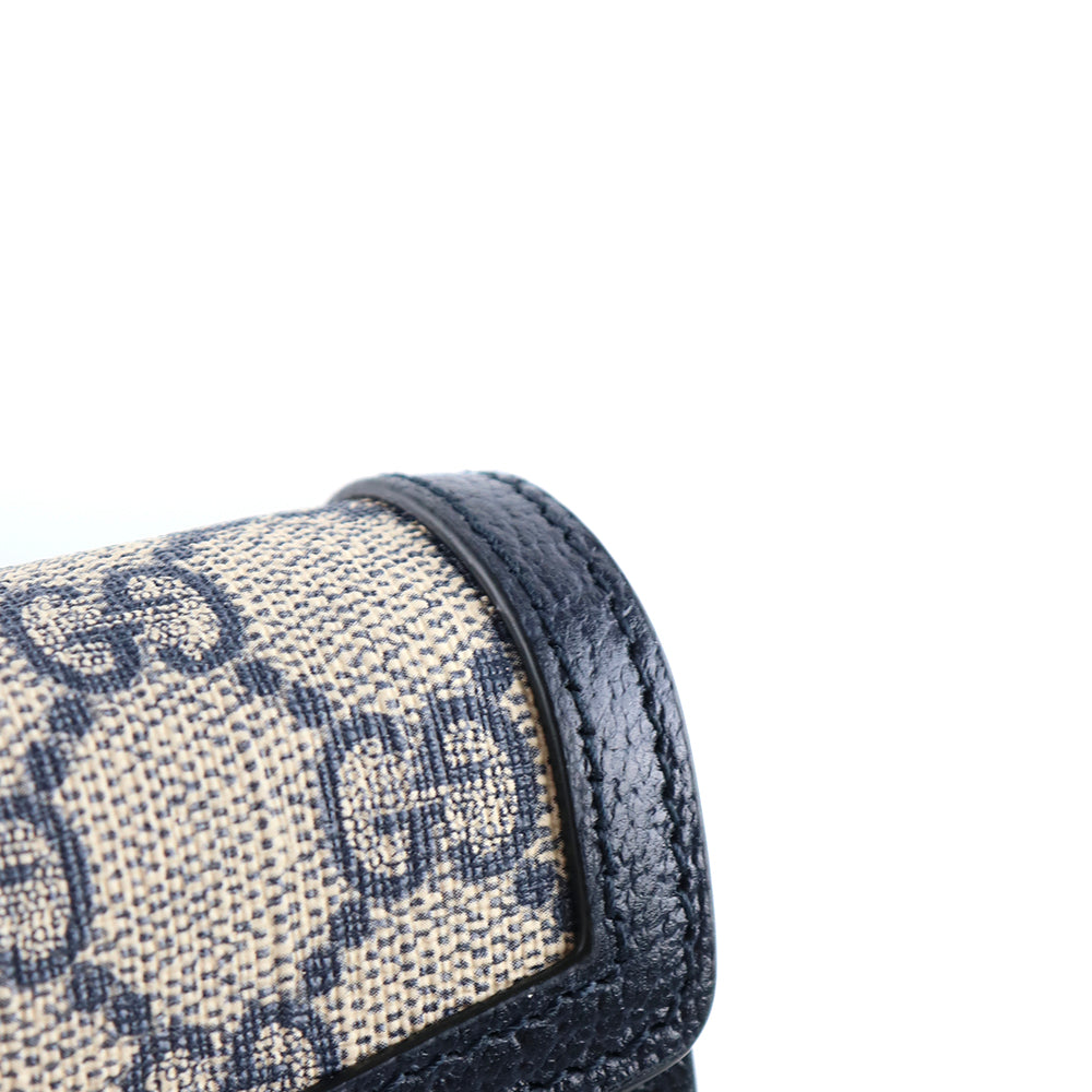 GUCCI - Dionysus super mini shoulder bag in navy blue leather and coated canvas