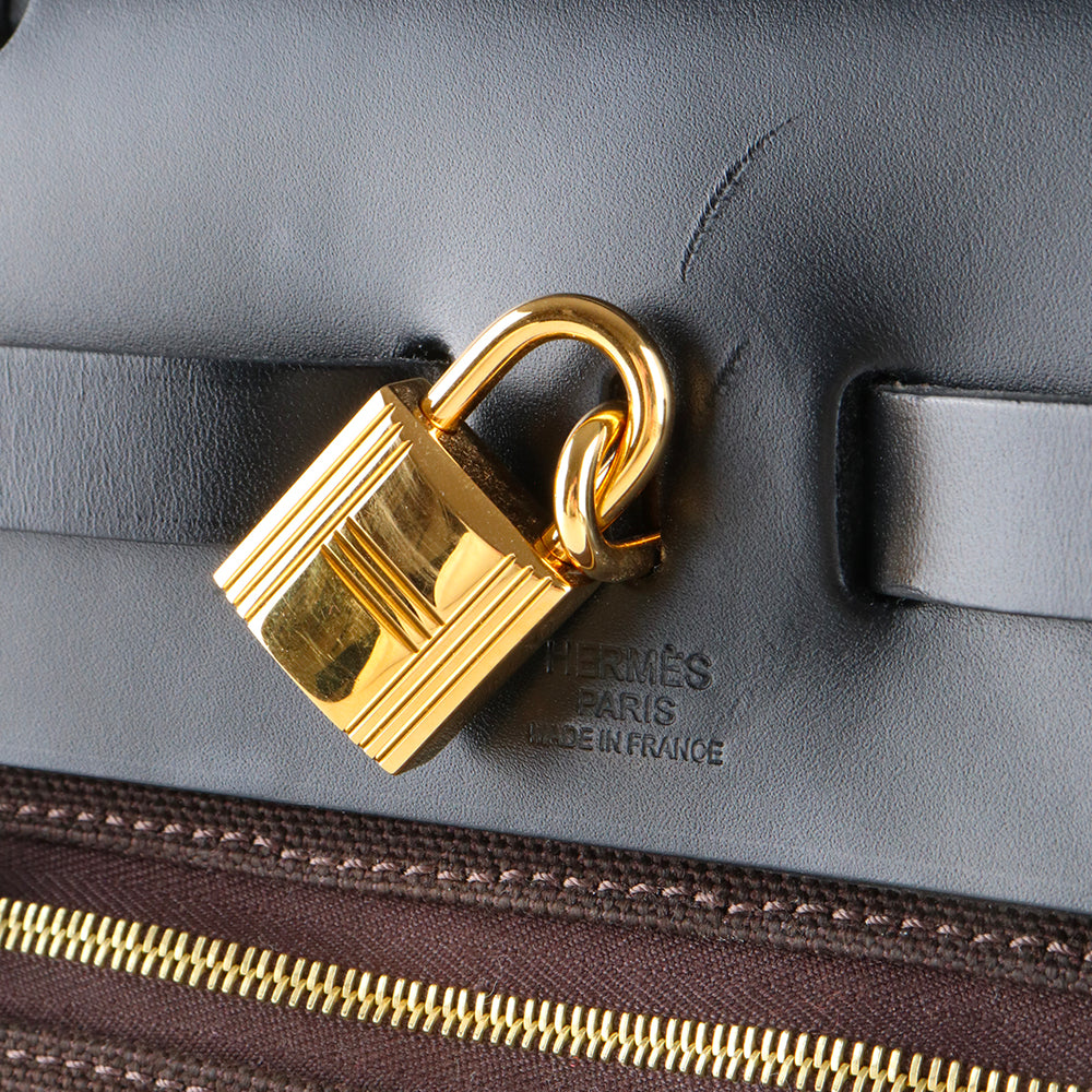 HERMÈS - Black and brown Herbag 31 Zip handbag