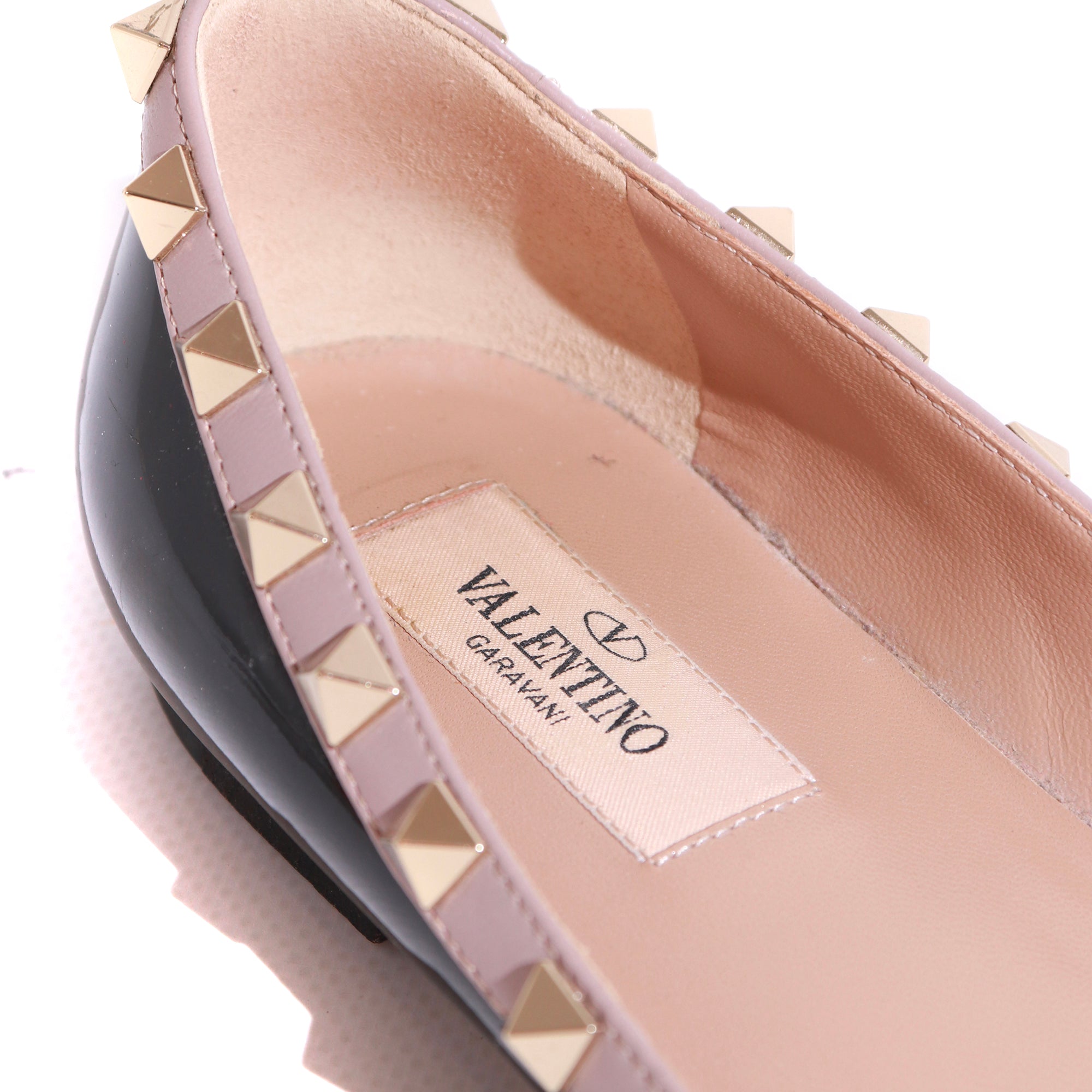 VALENTINO - Ballerines Rockstud en cuir verni noir (T35)