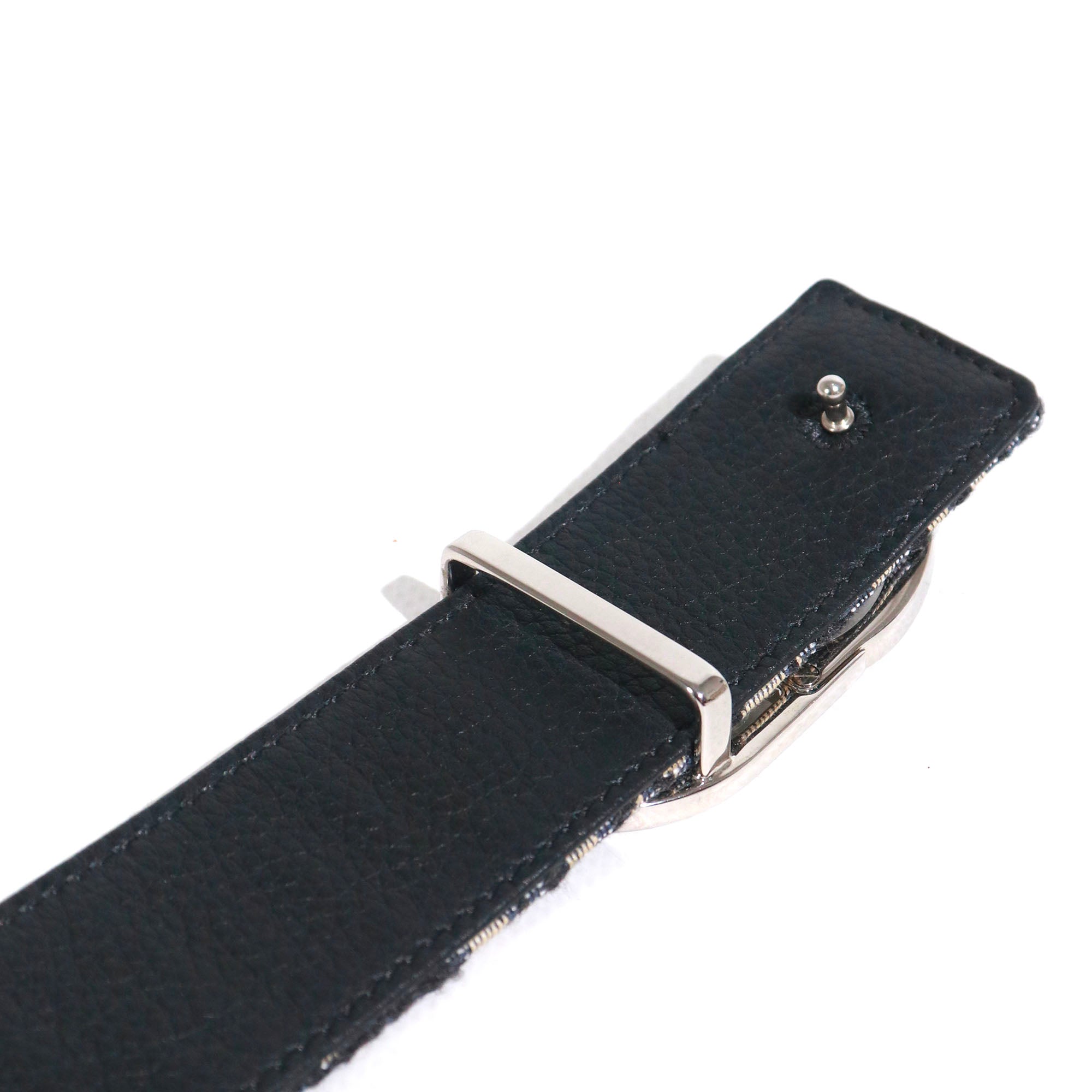 DIOR - Ceinture réversible CD en toile Dior oblique et cuir bleu marine (T85)