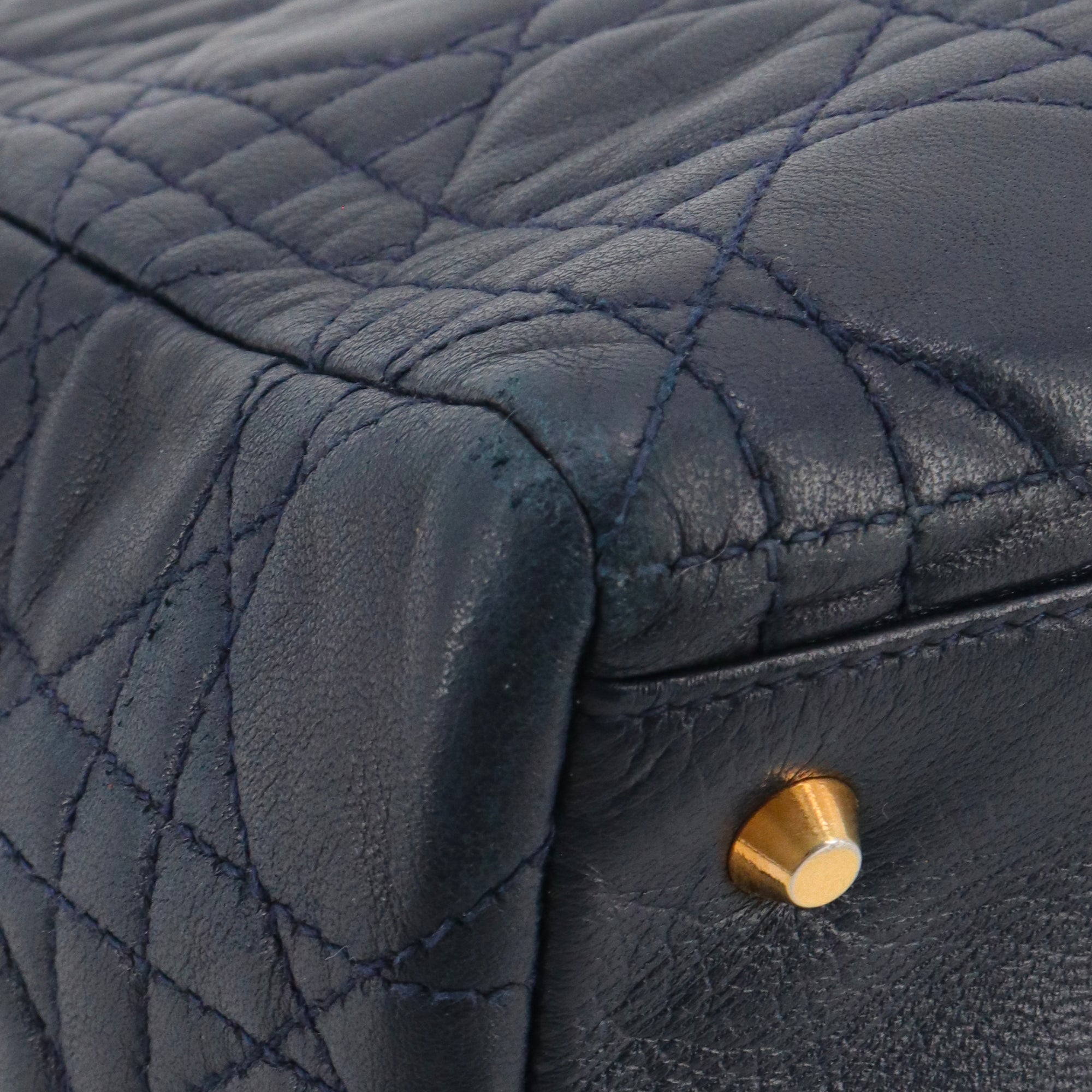 DIOR - Sac à main Lady Dior en cuir bleu marine vintage