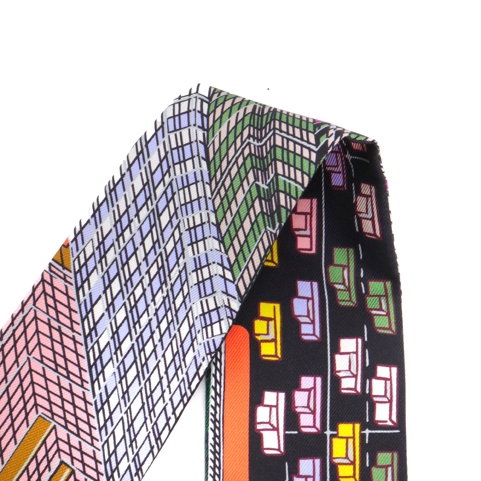HERMÈS - Twilly Pantin City Hermès en soie multicolore