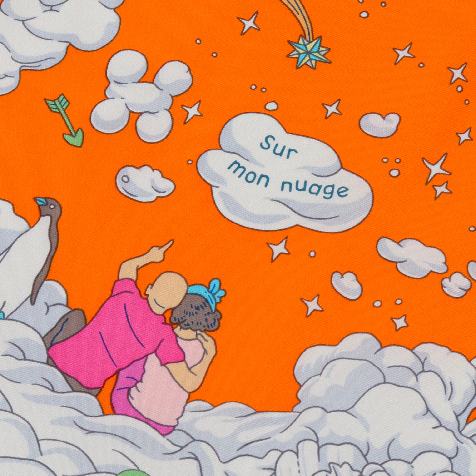 HERMÈS - Carré 90 Sur Mon Nuage Hermès en soie multicolore
