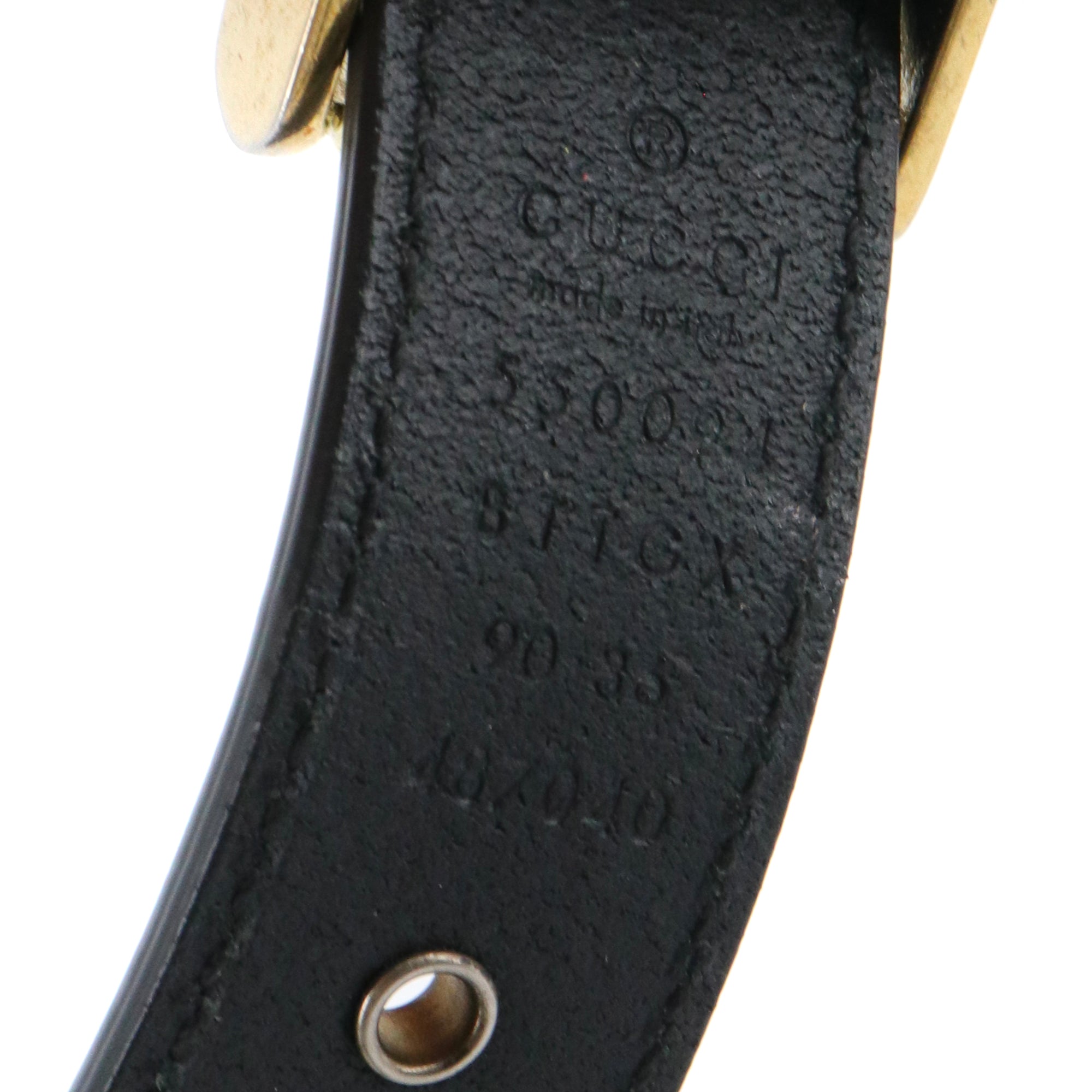 GUCCI - Ceinture GG Gucci en cuir noir édition limitée (T90)
