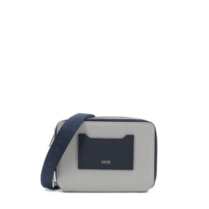 DIOR - Dior shoulder bag in gray and navy blue grained leather