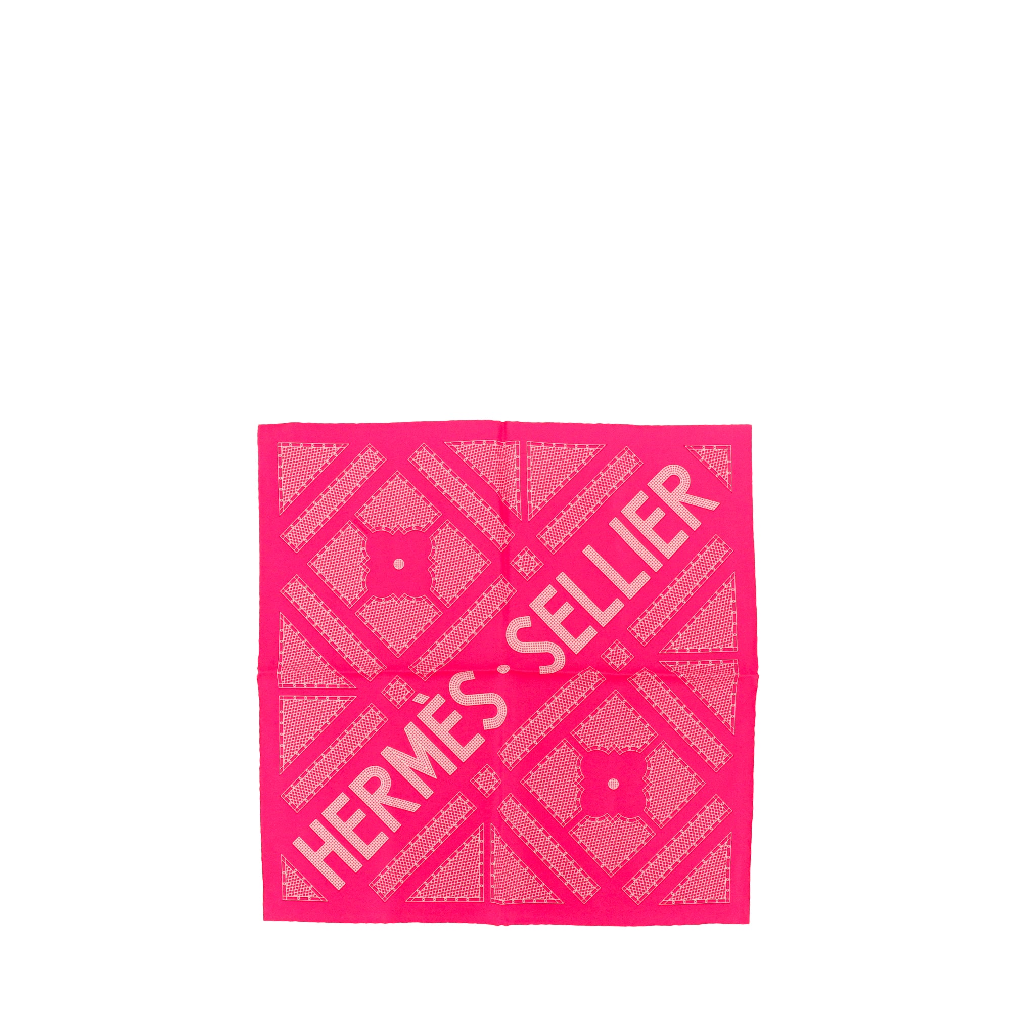 HERMÈS - Gavroche 45 Sellier Hermès en soie rose