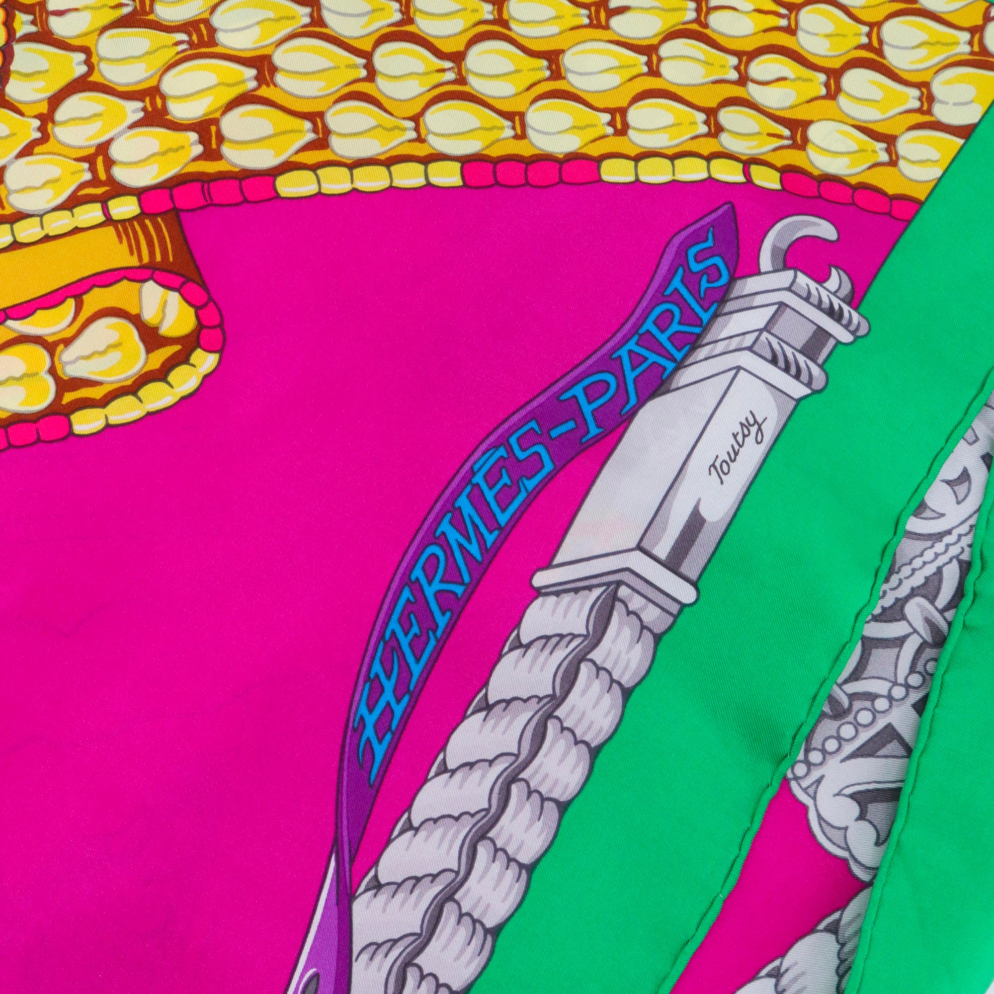 HERMÈS - Carré 140 Ceintures et Liens Hermès en soie multicolore