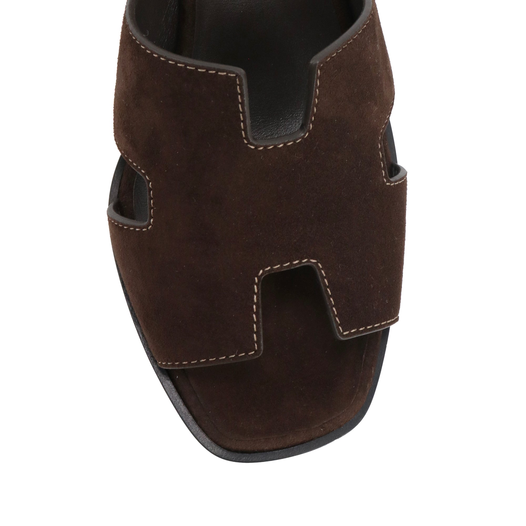 HERMÈS - Helia 60 Hermès sandals in brown suede goat leather (T37)