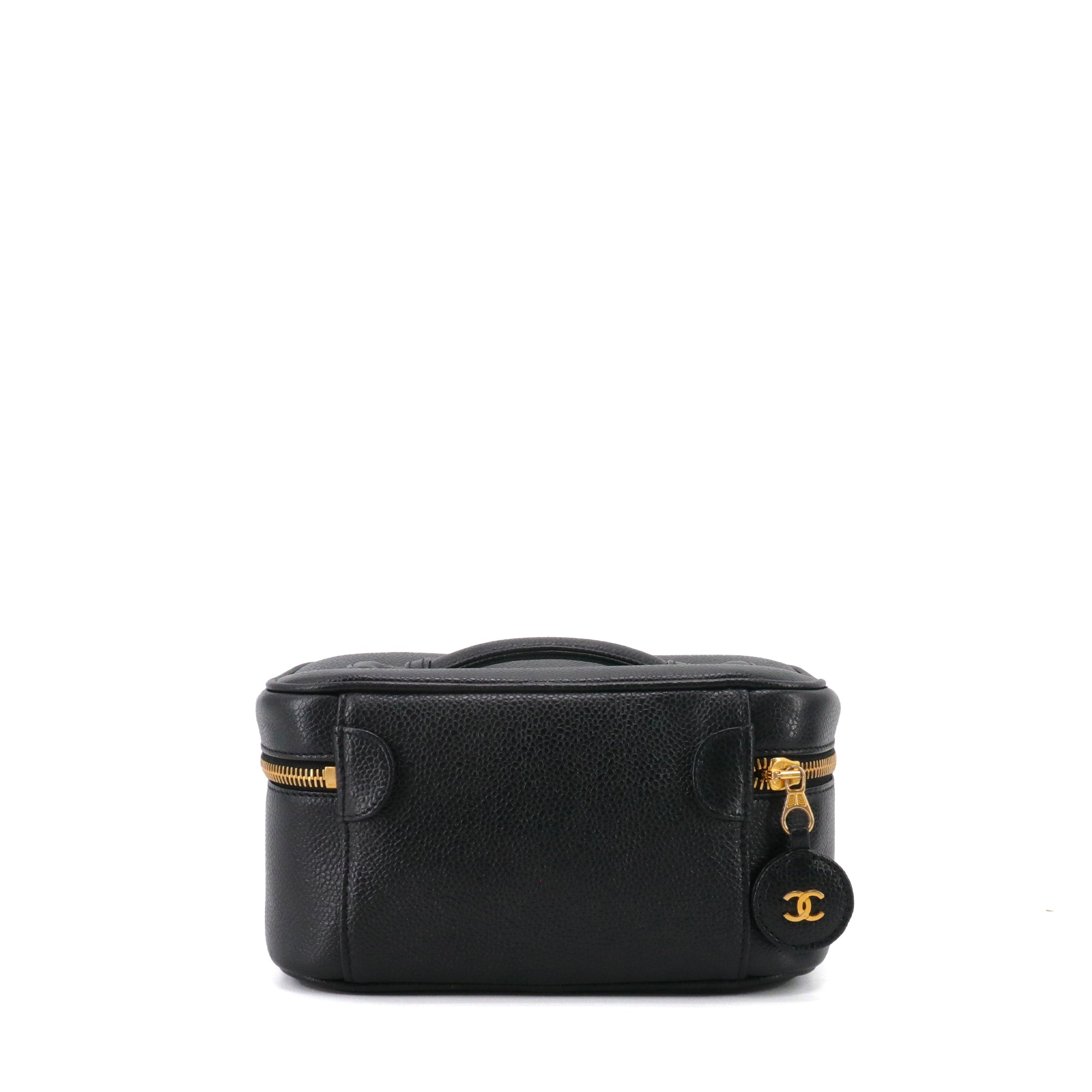 CHANEL - Sac à main Vanity Chanel en cuir caviar noir vintage
